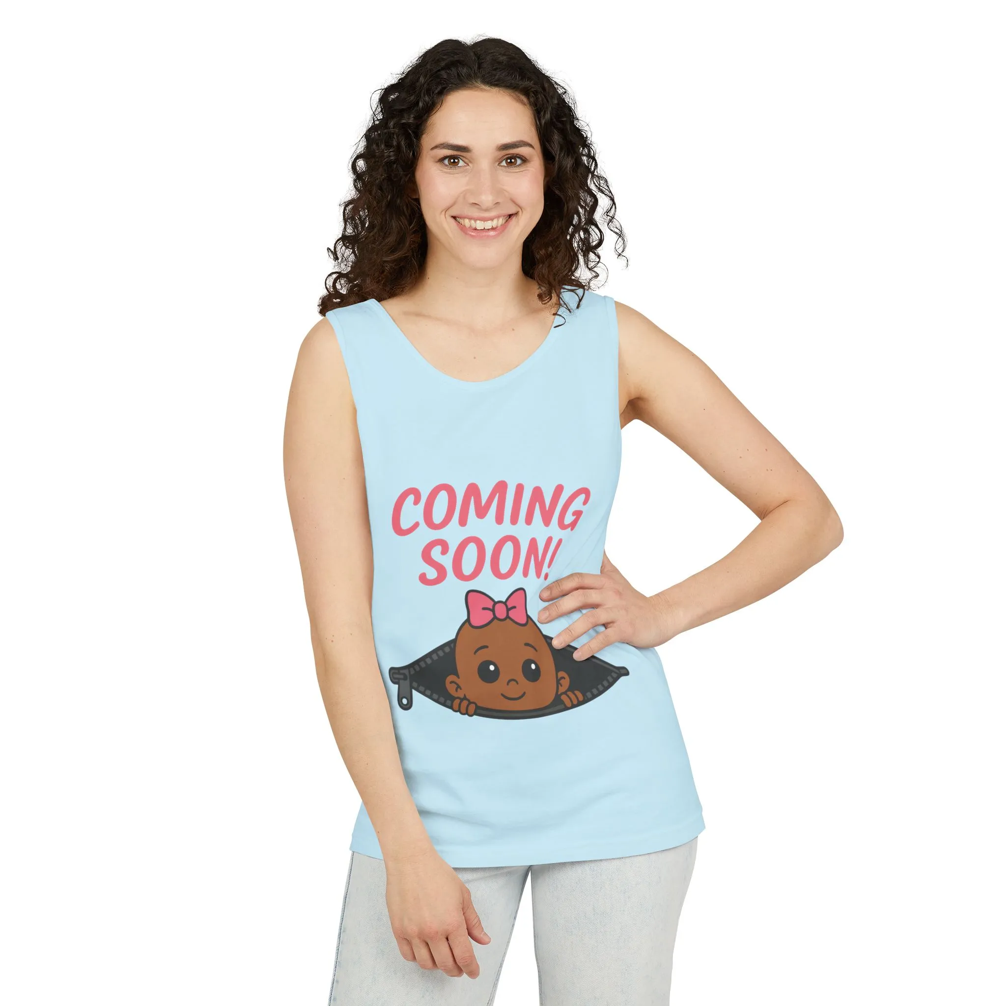 Coming Soon Maternity Tank Top, Cute Baby Girl Pregnancy Announcement Shirt, Expecting Mom Gift, Gender Reveal Tank, Baby Shower Gift - Image 26