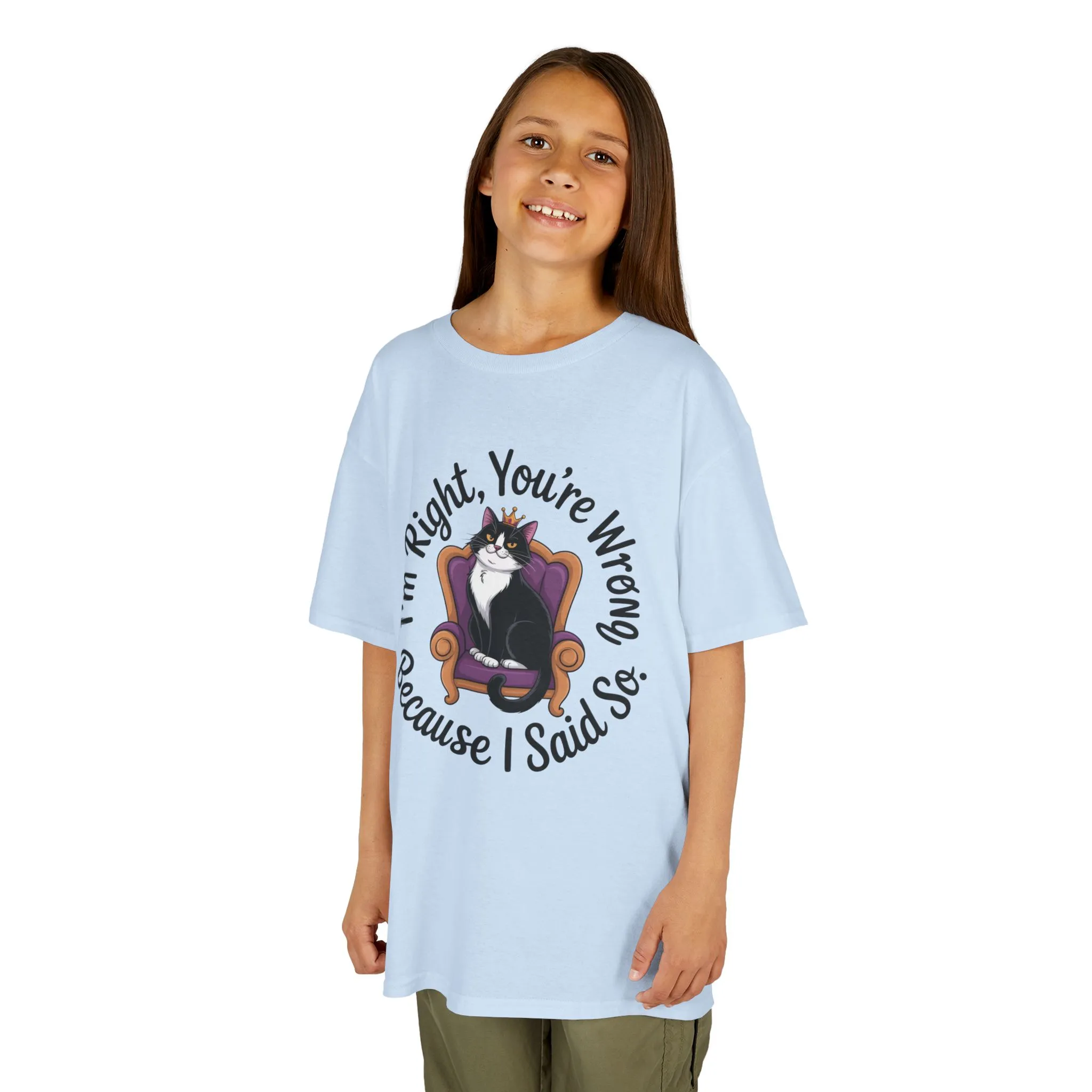 Girls Funny Sassy Cat T-Shirt - I'm Right You're Wrong, Cute Gift for Cat Lovers, Humor Tee for Teens, Birthday Gift,Tee for Confident Teens - Image 10