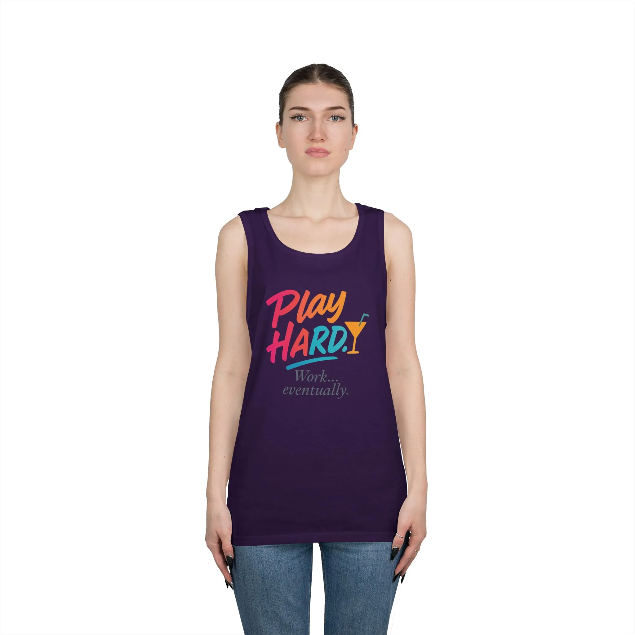 Play Hard, Work Eventually Tank Top, Womens Cotton Tank, Summer Apparel, Casual Wear, Gift for Him/Her, Beach Ready - Image 14
