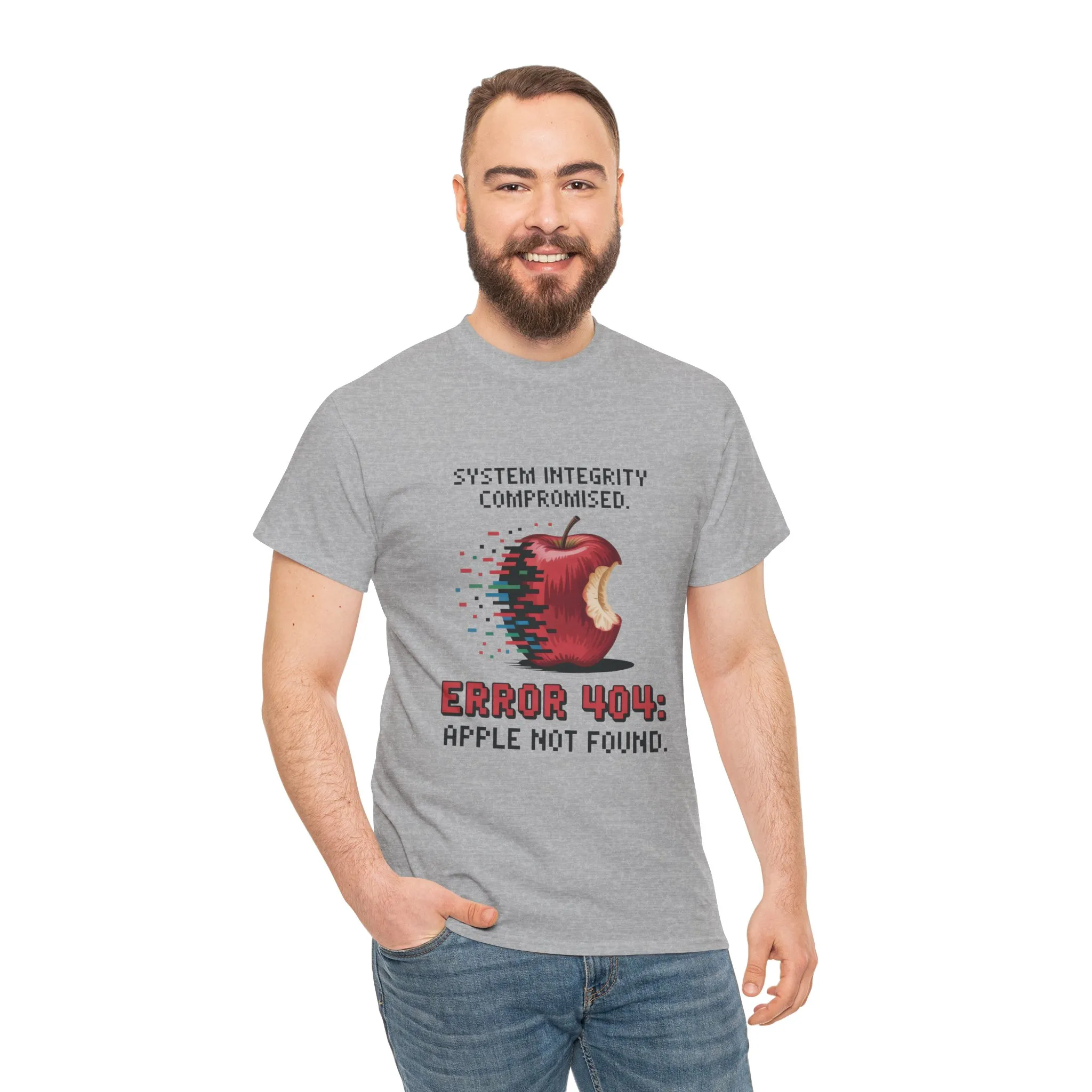 Error 404 Apple Not Found T-Shirt, Glitch Pixel Tech Tee, Funny Nerd Shirt, Unisex Retro Graphic Tee, Geeky T-Shirt, Techie Gift - Image 6