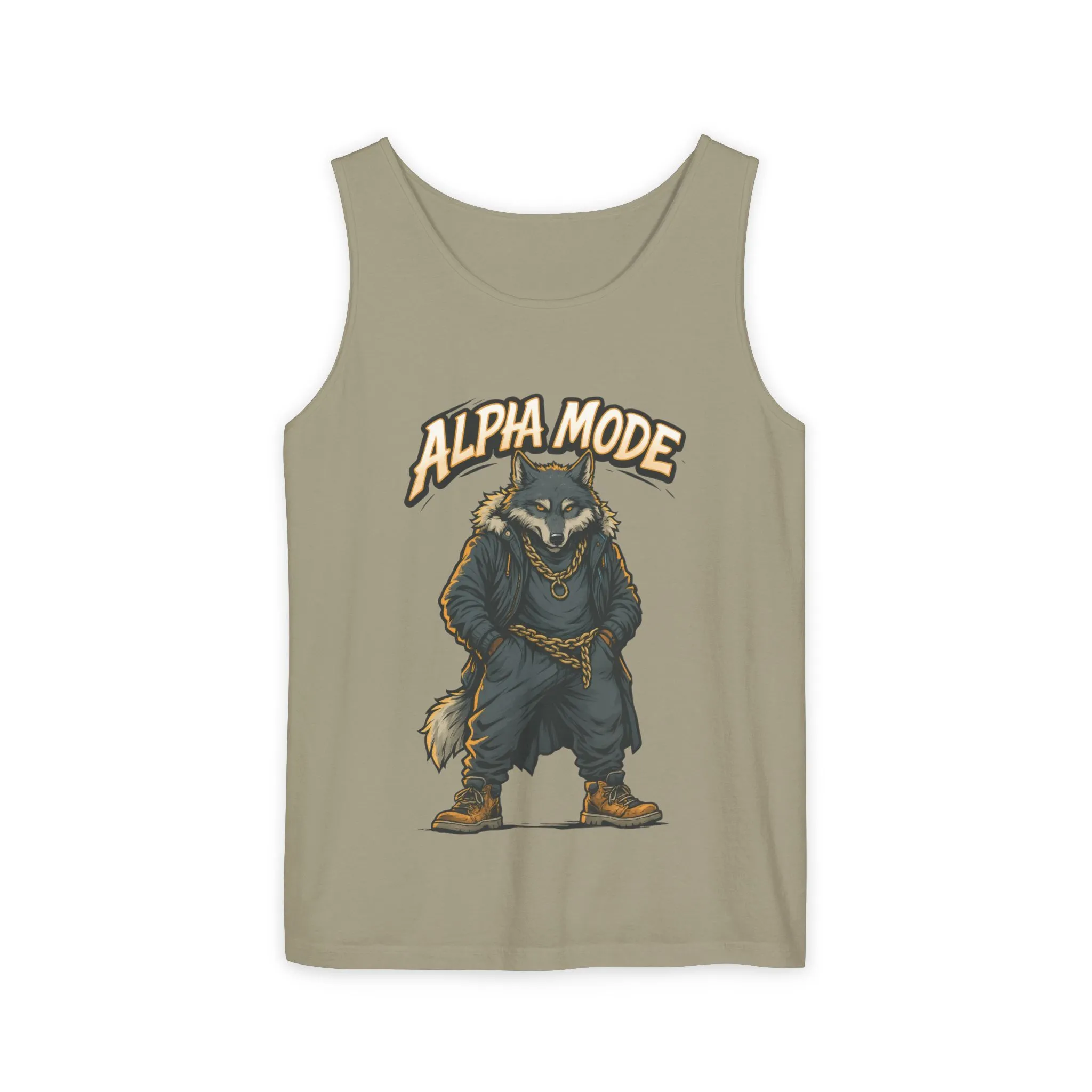 Alpha Mode Wolf Tank Top, Mens Hip Hop Gym Tank, Cool Streetwear Muscle Tank, Savage Wolf Graphic Top, Alpha Male Workout Shirt, Beachwear - Image 3
