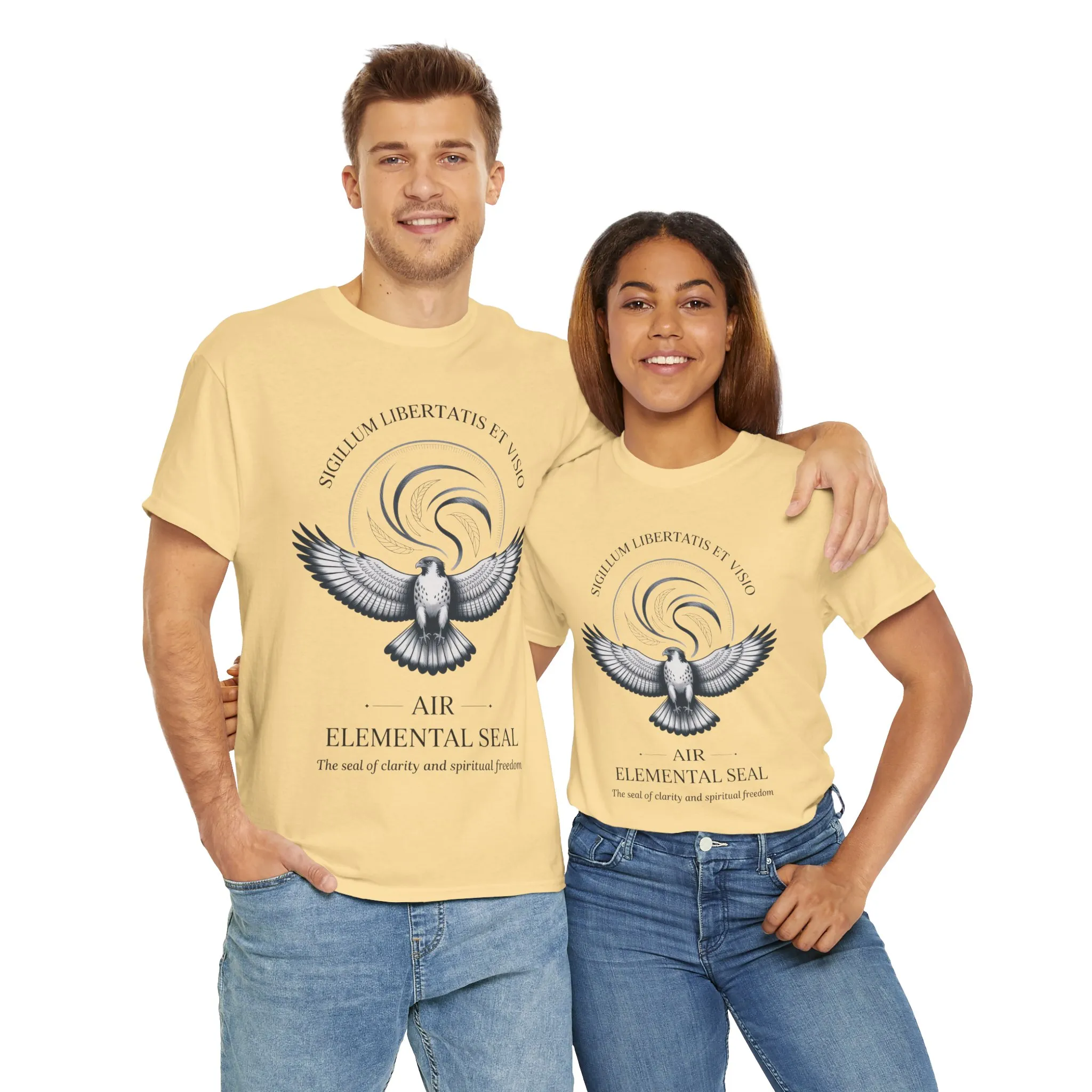 Air Elemental Seal Unisex Cotton Tee, Clarity & Spiritual Freedom Symbol Tee, Unisex Elemental Shirt, Vision Totem Gift, Spiritual Gift - Image 10