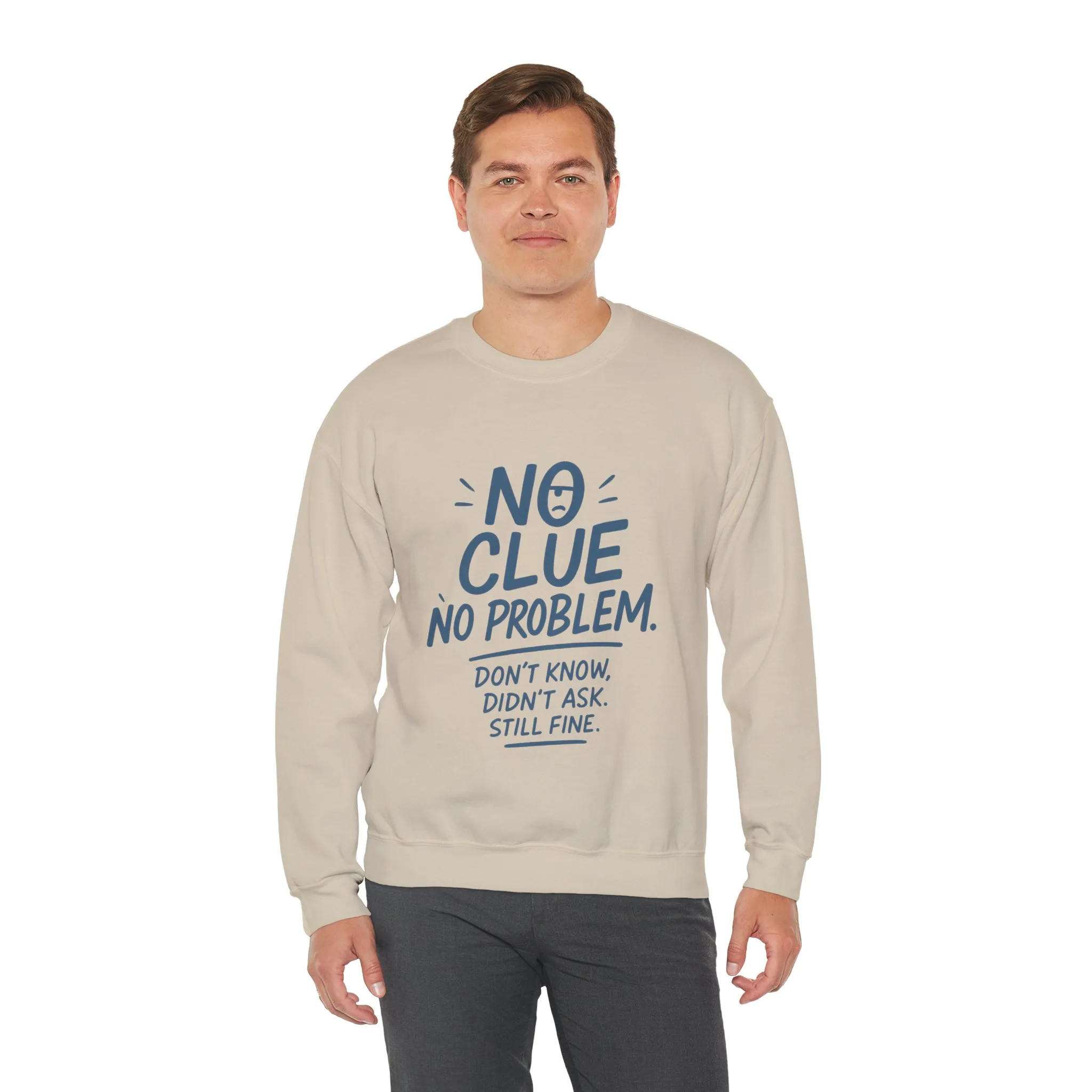 Funny Mens Crewneck Sweatshirt, No Clue No Problem Quote, Dont Know Didnt Ask, Cozy Relaxed Fit Pullover, Funny Casual Pullover - Image 15