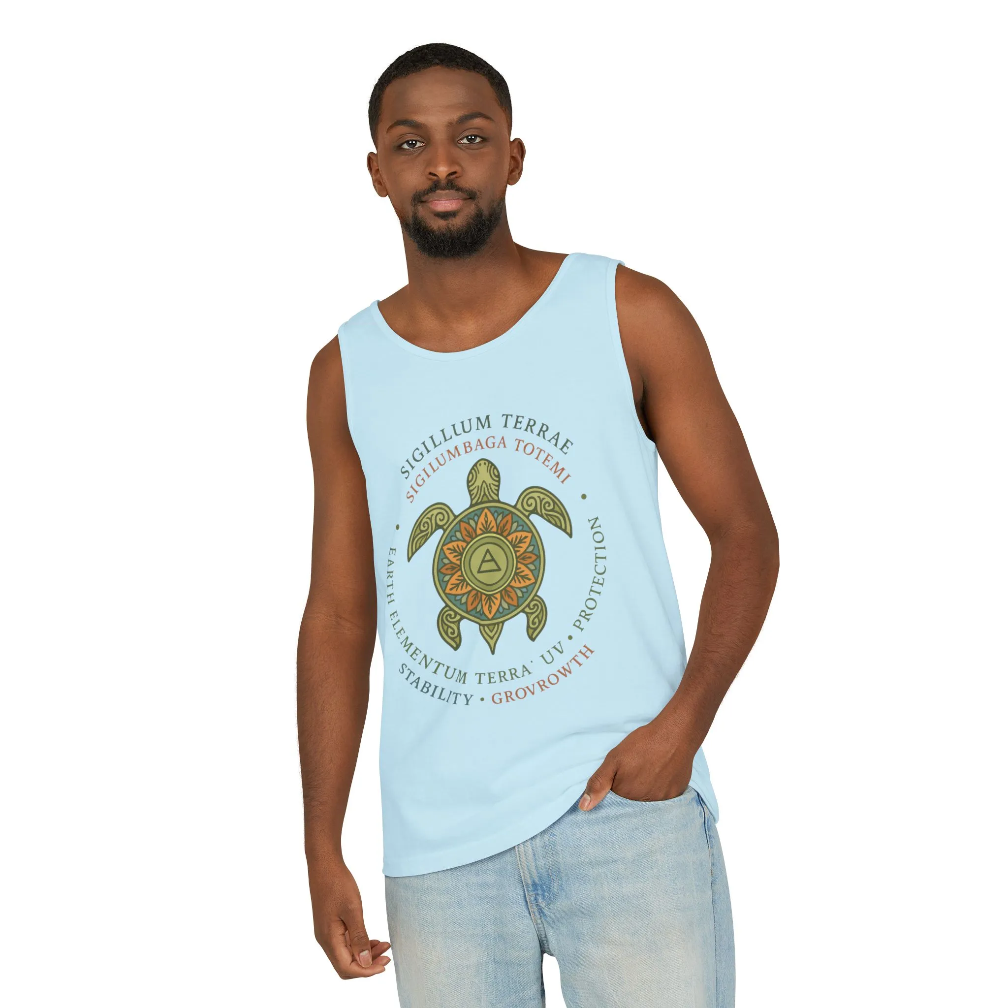 Earth Totem Turtle Womens Tank, Sigillum Terrae Symbol, Elemental Growth Tee, Nature-Inspired Tank Top with Protective Symbol, Beachwear - Image 15