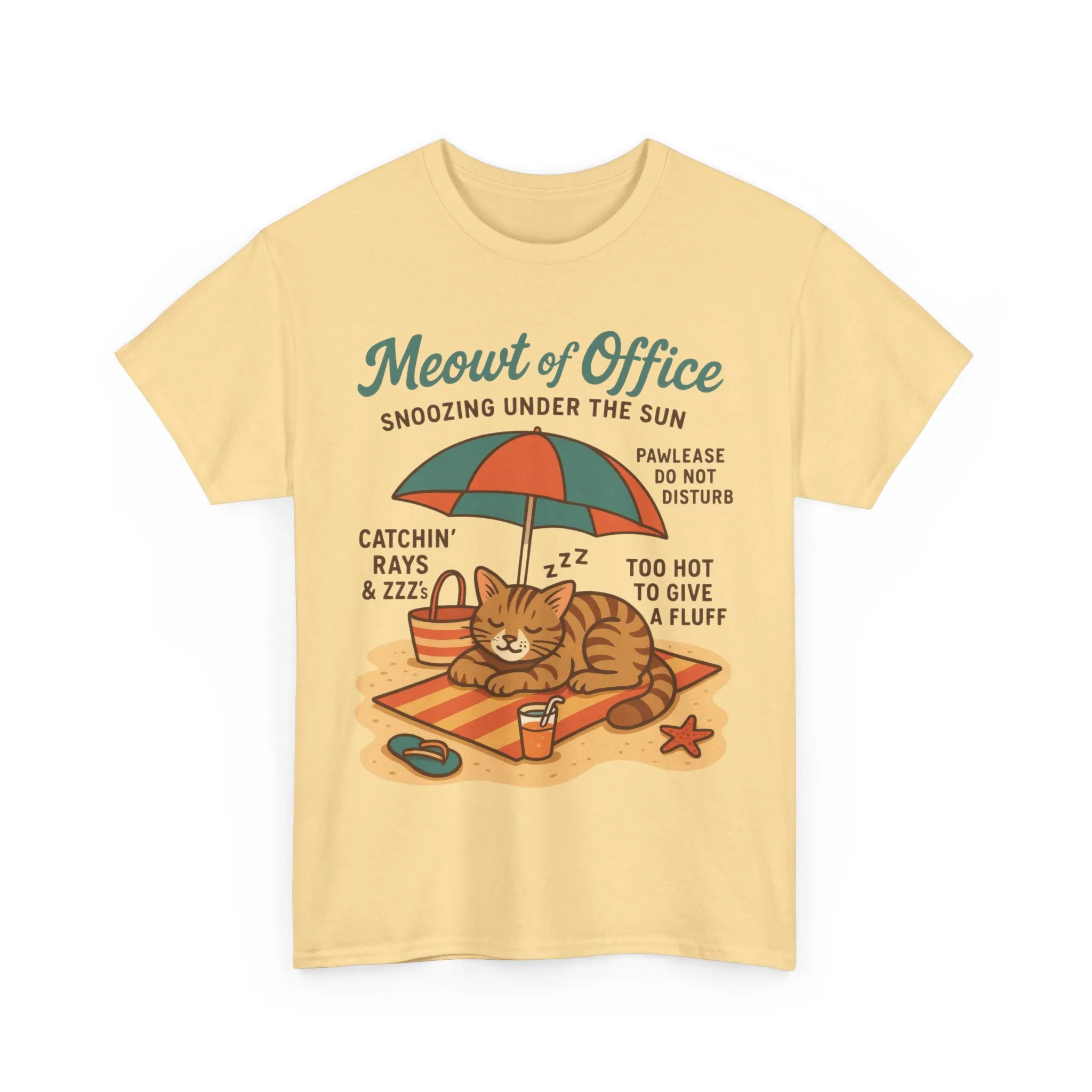 Cat Shirt, Cute Beach Cat Womens T-Shirt, Funny Summer Vacation Tee, Lazy Cat Humor Gift, Cat Lover T-Shirt, Vacation Humor Tee - Image 10
