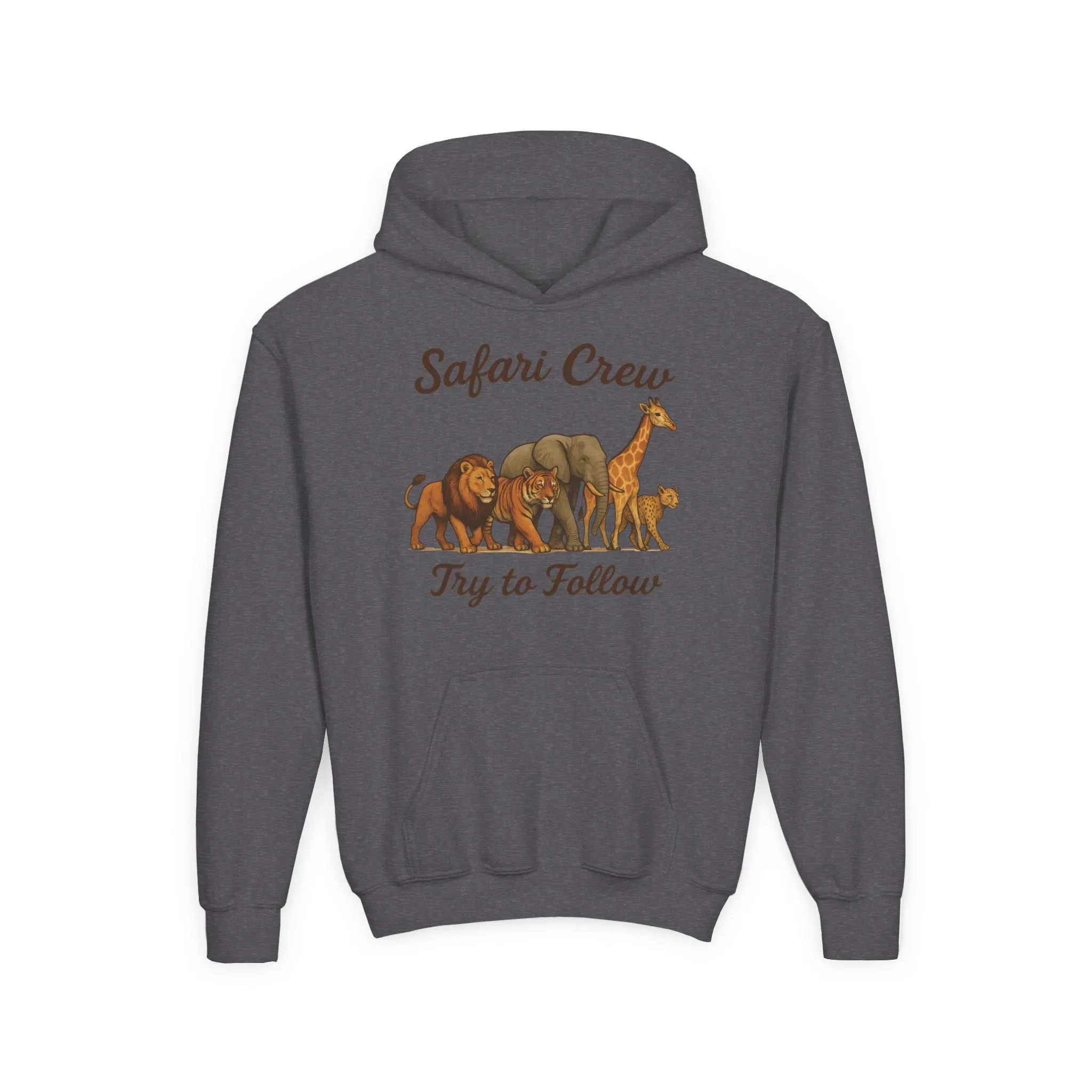 Safari Crew Youth Hoodie, Lion Tiger Elephant Giraffe Sweatshirt, Cool Safari Animal Graphic, Nature Explorer Gift, Youth Hoodie - Image 5