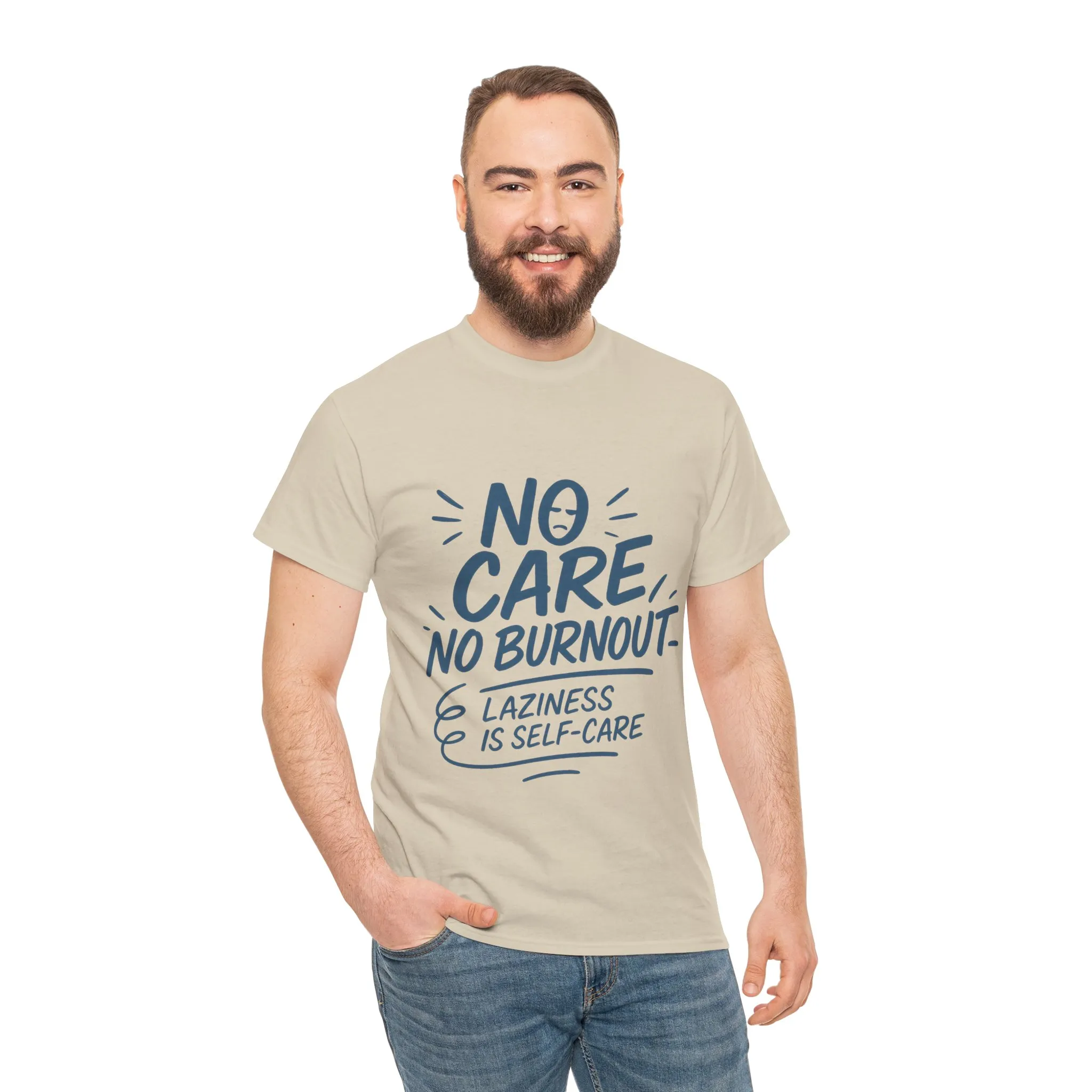 Funny Lazy Life Mens T-Shirt, No Care No Burnout Quote Shirt, Casual Relaxed Fit Tee, Humor Gift for Him, Gift for Mental Health Awareness - Image 10