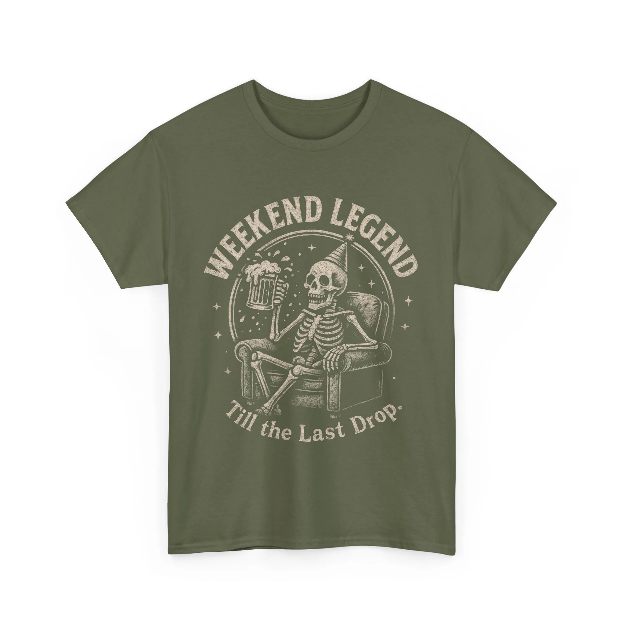 Weekend Legend Mens T-Shirt, Funny Skeleton Beer Tee, Till the Last Drop Party Shirt, Vintage Style Graphic Tee for Him, Halloween Apparel - Image 7