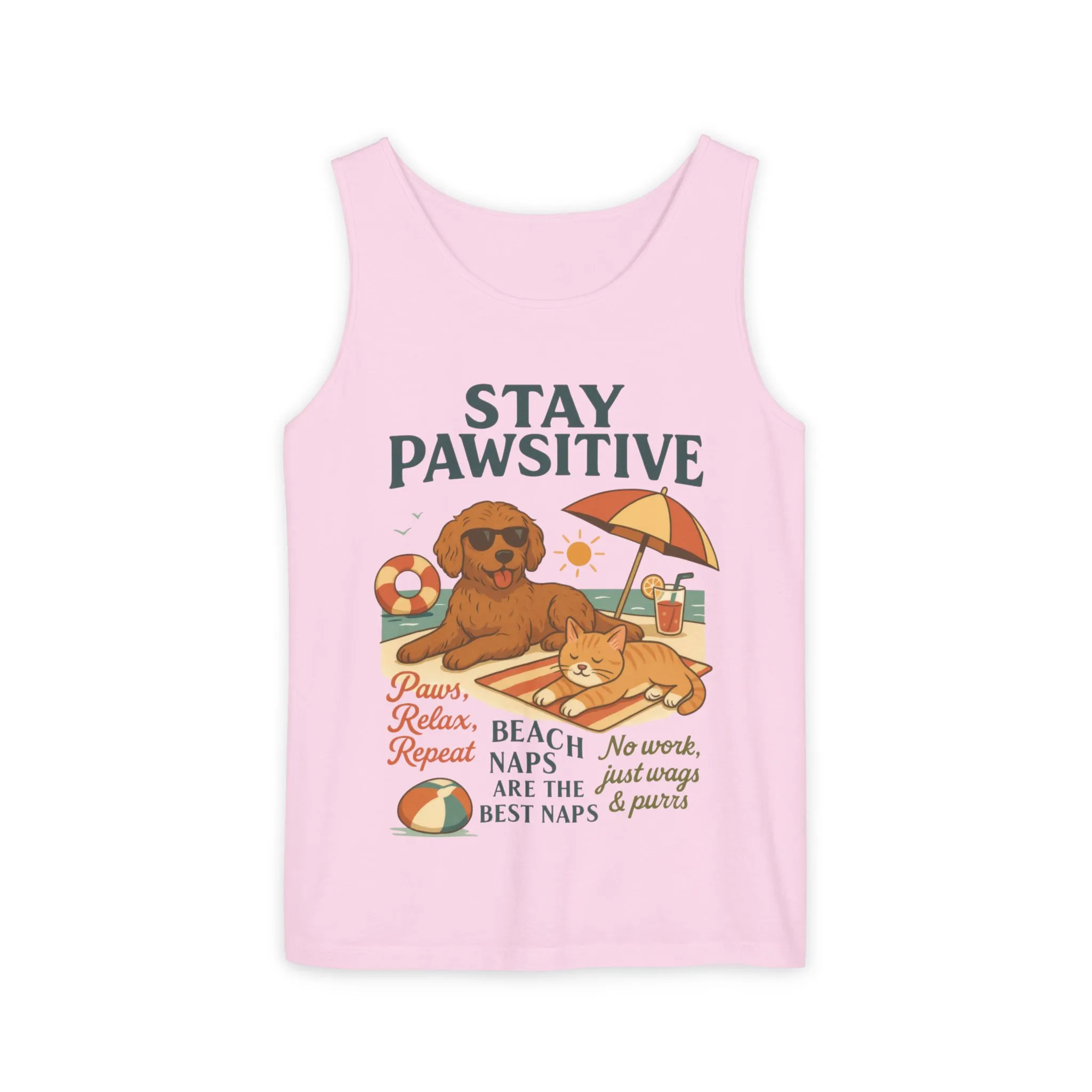 Stay Pawsitive Womens Tank, Cute Dog & Cat Beach Tee, Summer Pet Lover Tee, Animal Graphic Heavy Cotton Tee, Fun Pet Lovers Gift, Summer Top - Image 19