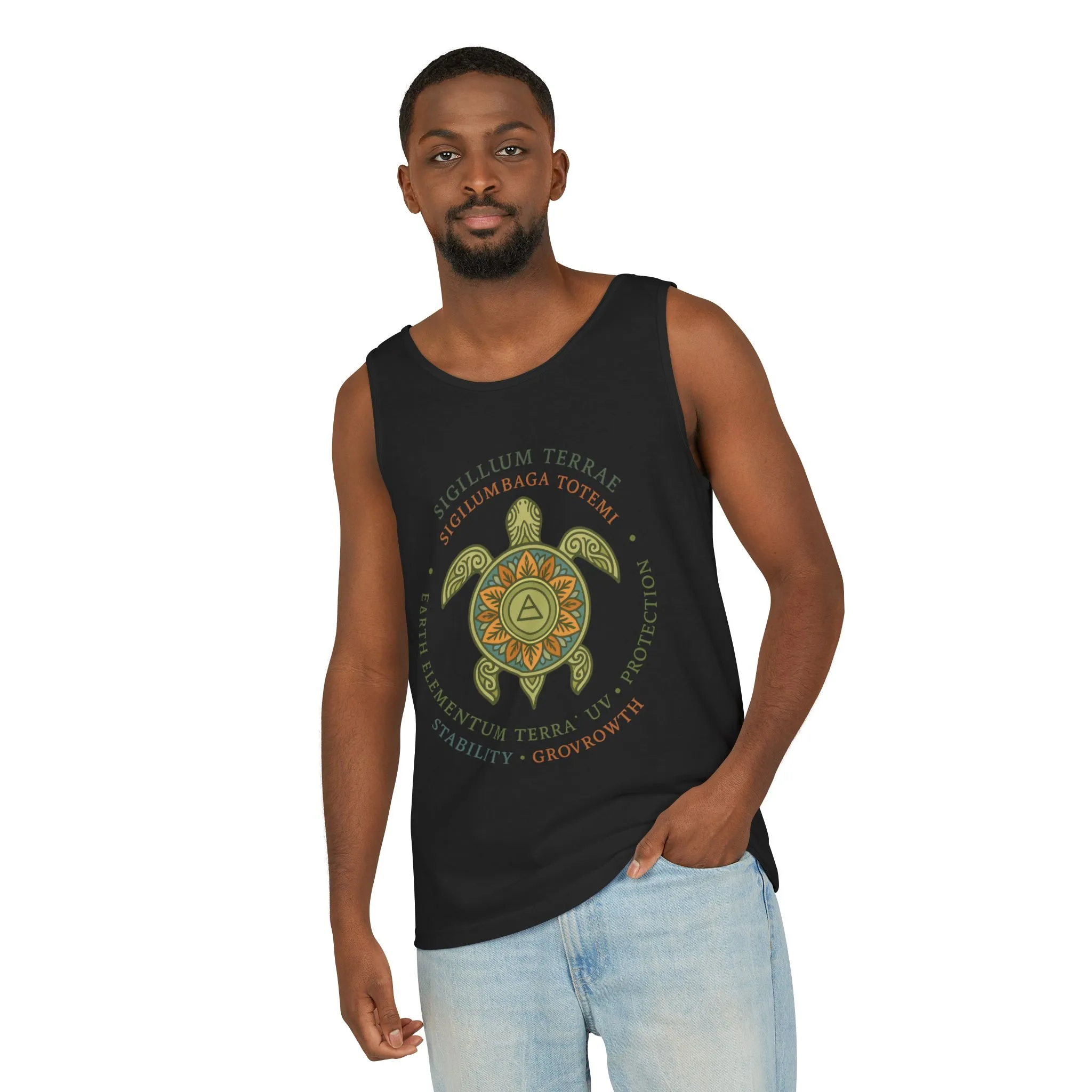Earth Totem Turtle Womens Tank, Sigillum Terrae Symbol, Elemental Growth Tee, Nature-Inspired Tank Top with Protective Symbol, Beachwear - Image 24