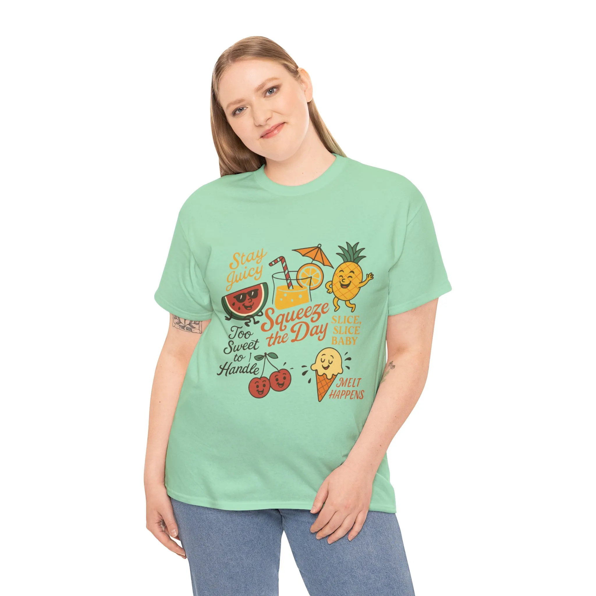 Cute Fruit Pun T-Shirt for Women, Summer Graphic Tee, Kawaii Watermelon Pineapple Ice Cream Design, Squeeze the Day Shirt, Stay Juicy Top - Image 15