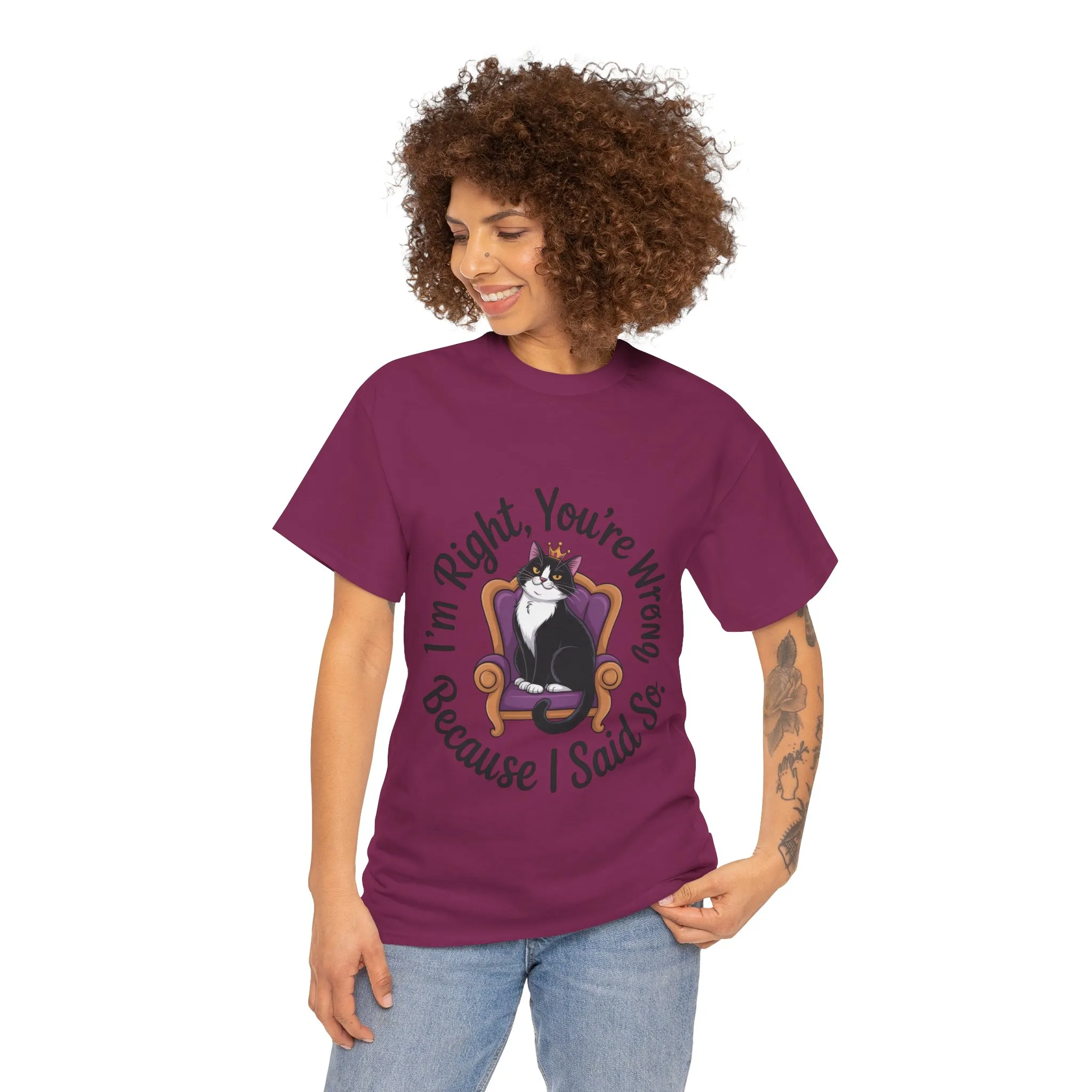 Funny Cat Queen Shirt, Sassy Cat Graphic Tee for Women, Cat Mom Humor Tee Gift, Funny Graphic T-Shirt, I'm Right, You're Wrong Tee - Image 29