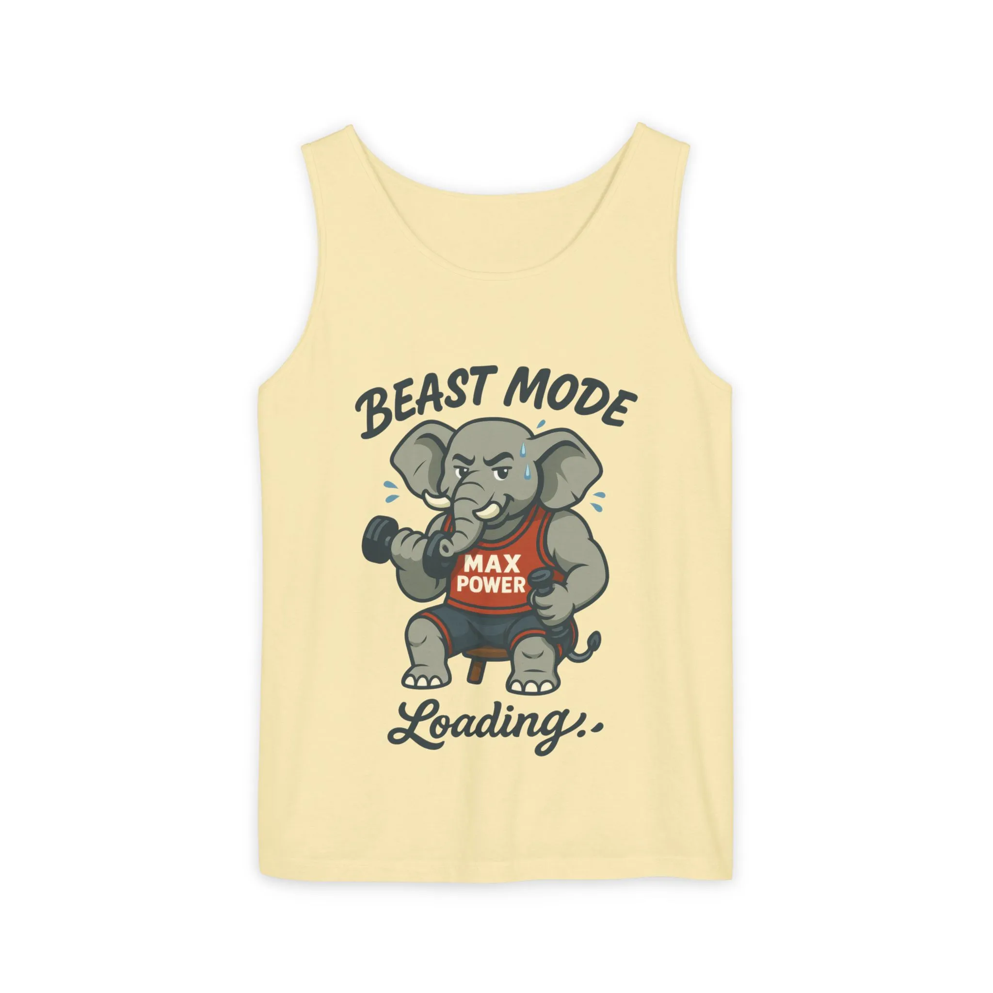 Beast Mode Elephant Gym Tank Top, Funny Workout Muscle Tank, Max Power Fitness Tank, Beast Mode Loading Mens Gym Top, Fitness Apparel - Image 2