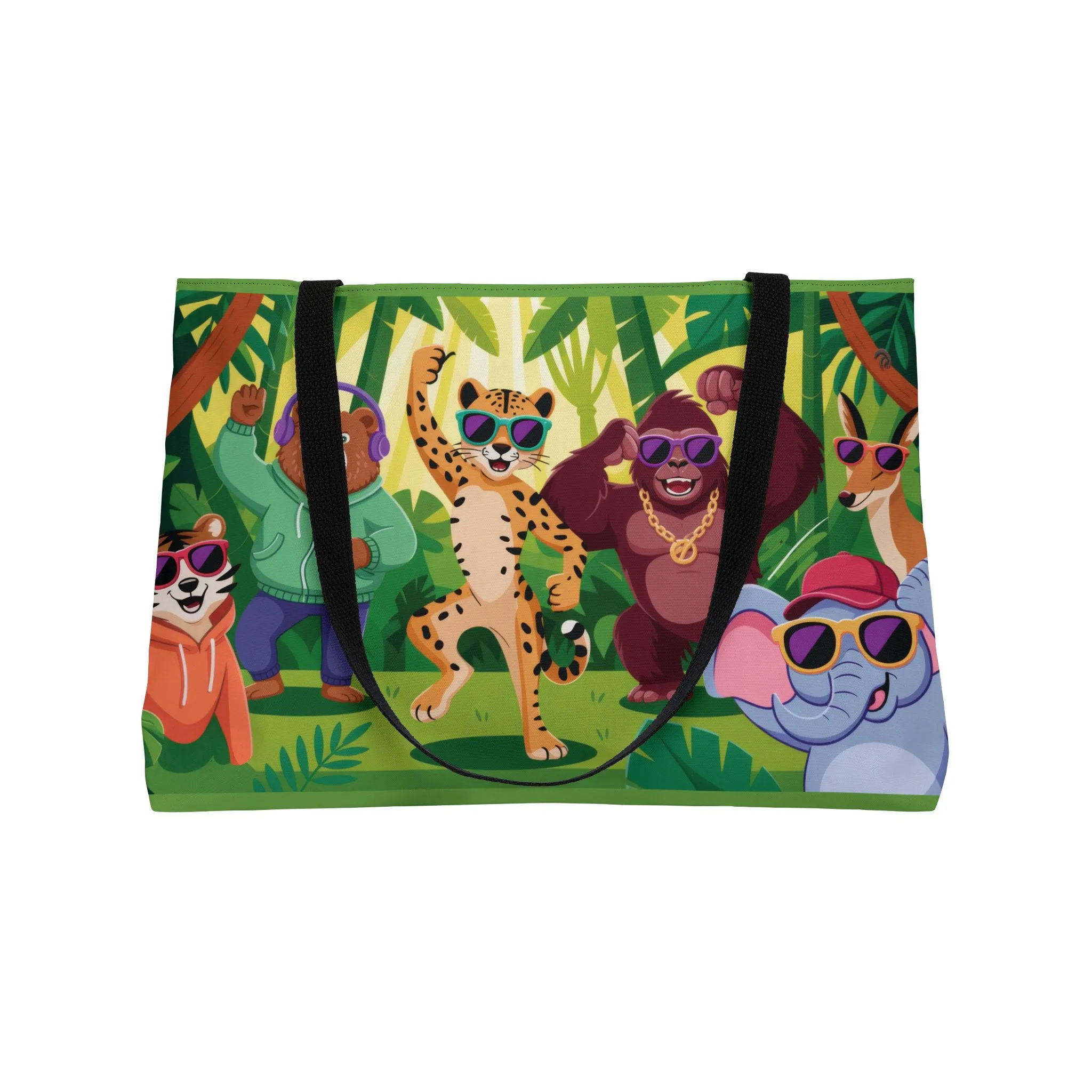 Colorful Jungle Animals Weekender Bag, Cute Cartoon Beach Tote, Large Travel Bag with Fun Party Animals, Kids Gift, Gym, Eco-Friendly Bag - Image 3