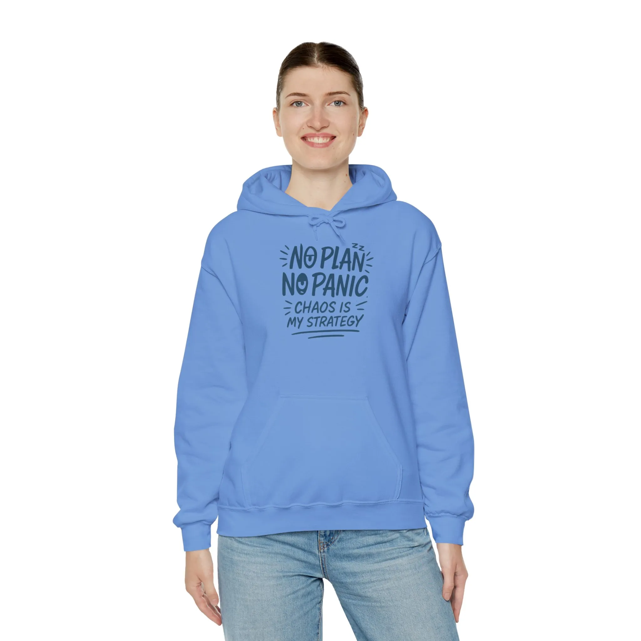 Chaos Is My Strategy Hooded Sweatshirt, Women's Pullover for Stress Relief, No Plan No Panic, Cute Winter Layering for Women, Humorous Gift - Image 20