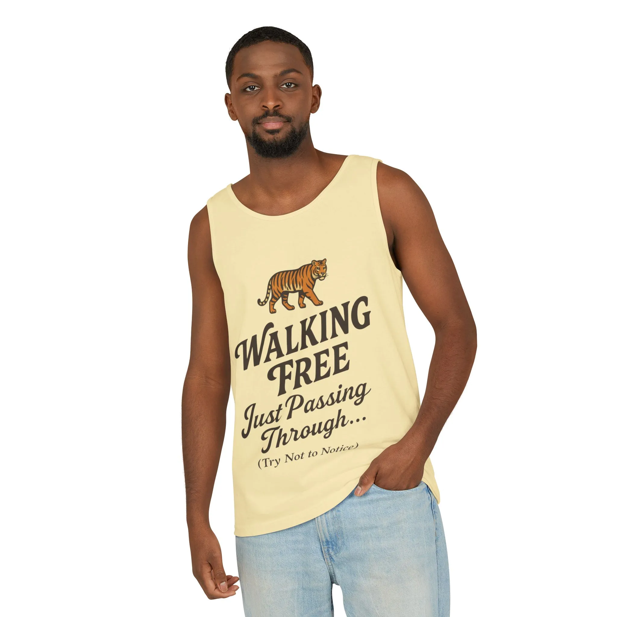 Walking Free Mens Tiger Tank Top, Funny Sleeveless Shirt - Wild Animal Summer Top, Mens Beachwear, Gift for Wild Life Lovers - Image 5