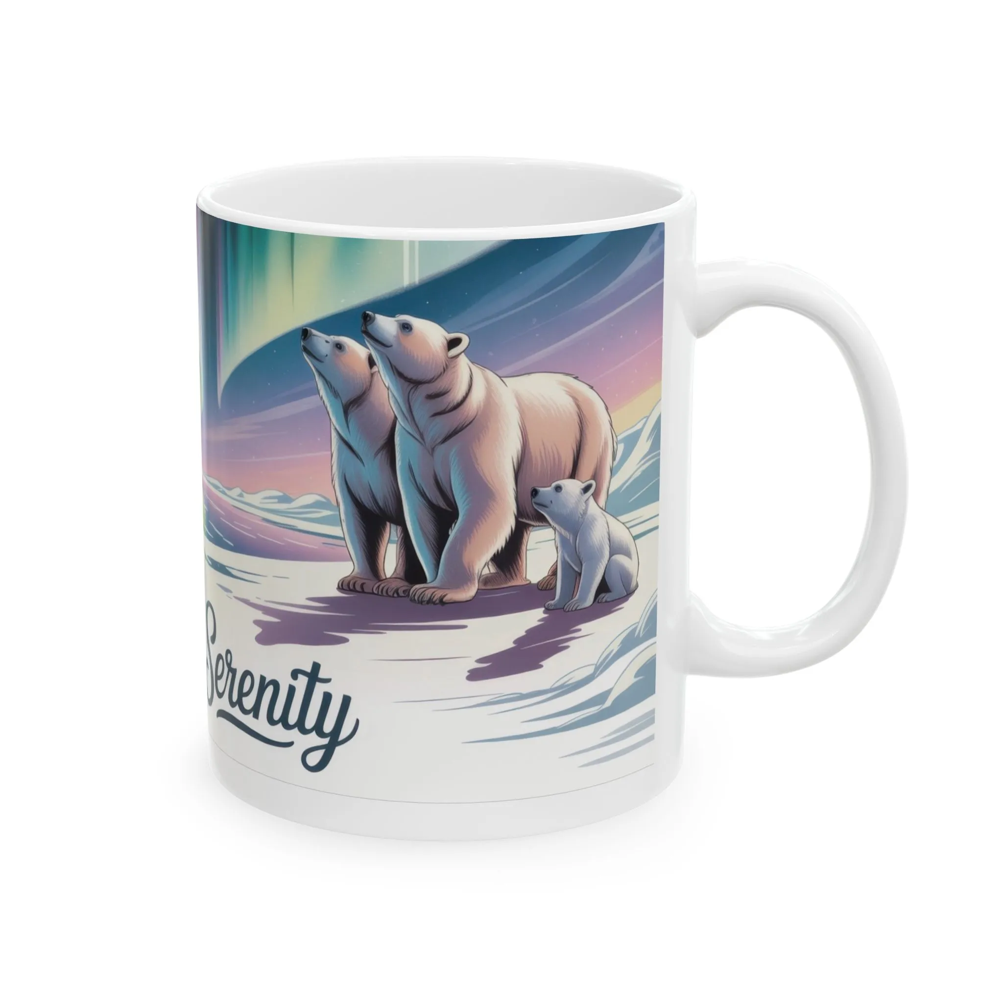 Northern Serenity Polar Bear Mug, Arctic Aurora Coffee Cup, Winter Wildlife Gift, Cute Animal Nature Lover Mug, Holiday Present - Image 5
