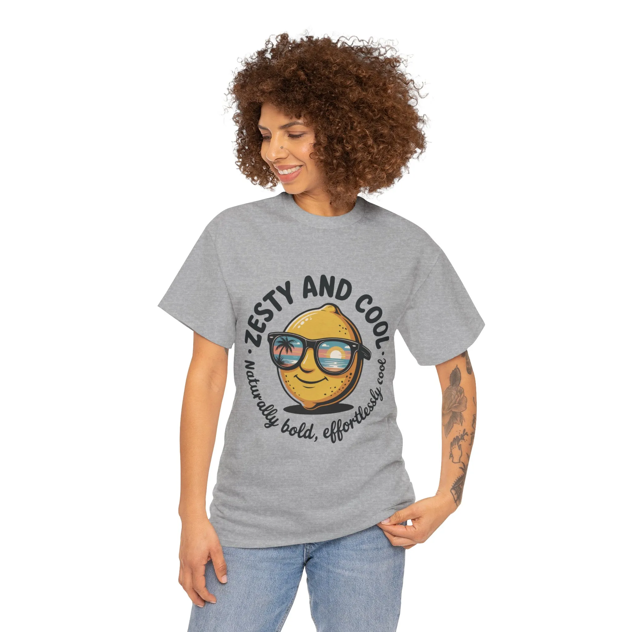 Zesty Lemon Tee, Womens Heavy Cotton T-Shirt, Funny Graphic Tee, Summer Apparel, Gift for Lemon Lovers, Casual Style, Funny Summer Tee - Image 8