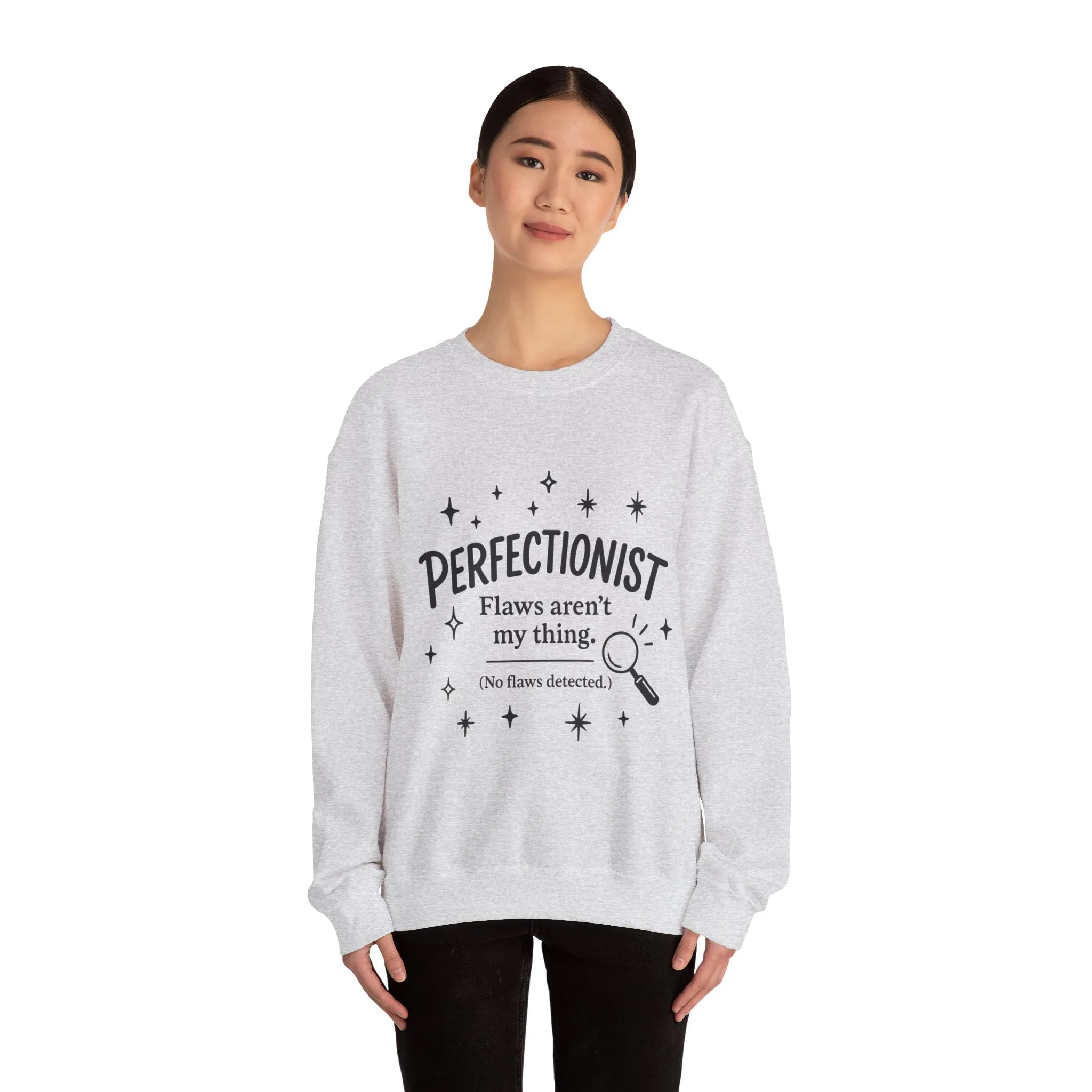 Womens Perfectionist Sweatshirt, Funny Clean Design with Stars, No Flaws Detected Quote Pullover, Minimalist Cozy Gift for Her - Image 8
