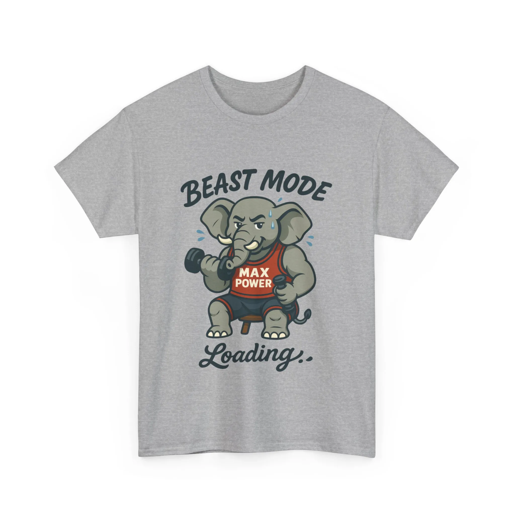 Beast Mode Elephant Gym Shirt, Funny Workout T-Shirt For Men, Max Power Fitness Tee, Beast Mode Loading Graphic, Gym Motivation Gift - Image 7