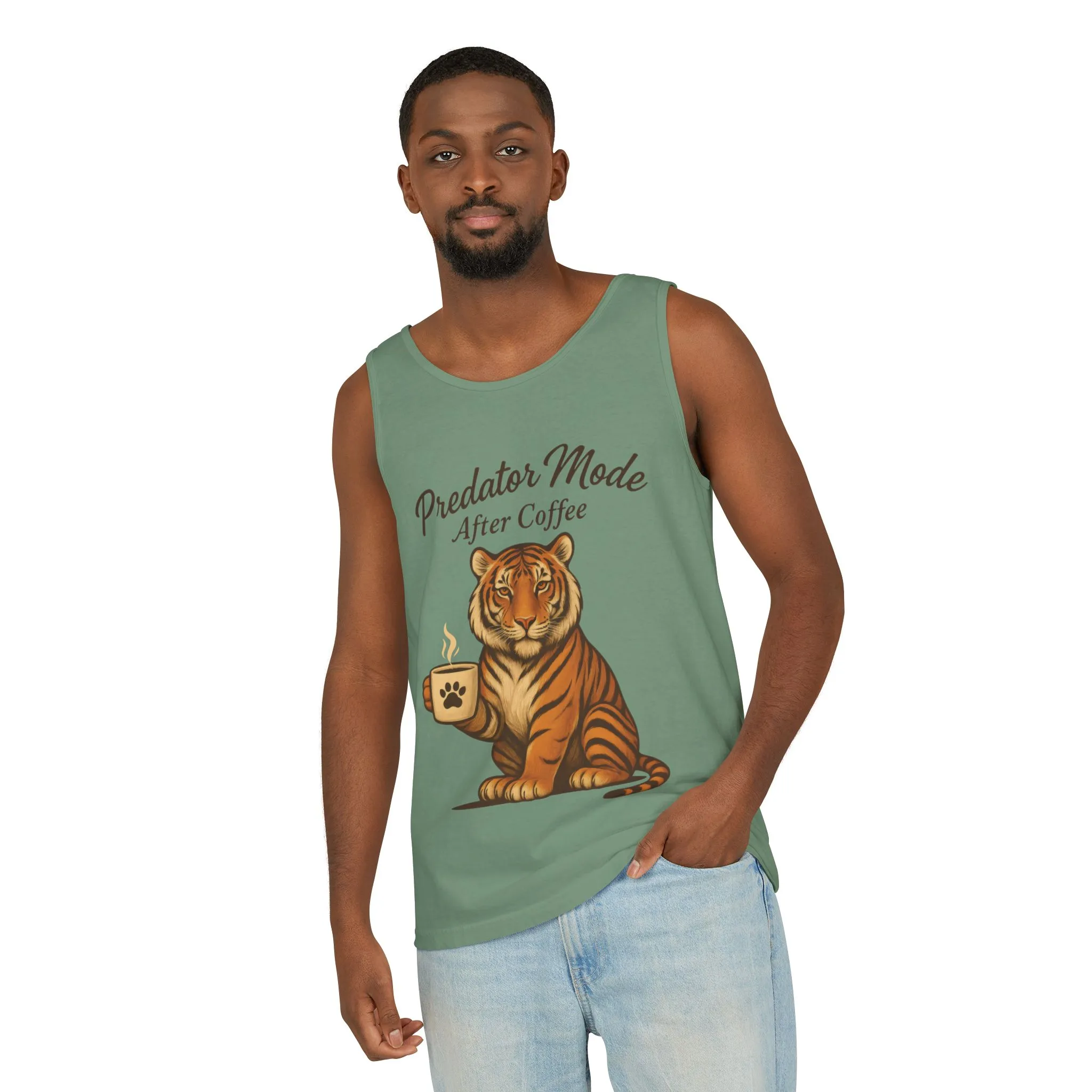 Predator Mode After Coffee Tank Top - Funny Coffee Lover Mens Muscle Tank - Tiger Caffeine Gym Shirt - Morning Motivation Top - Image 14