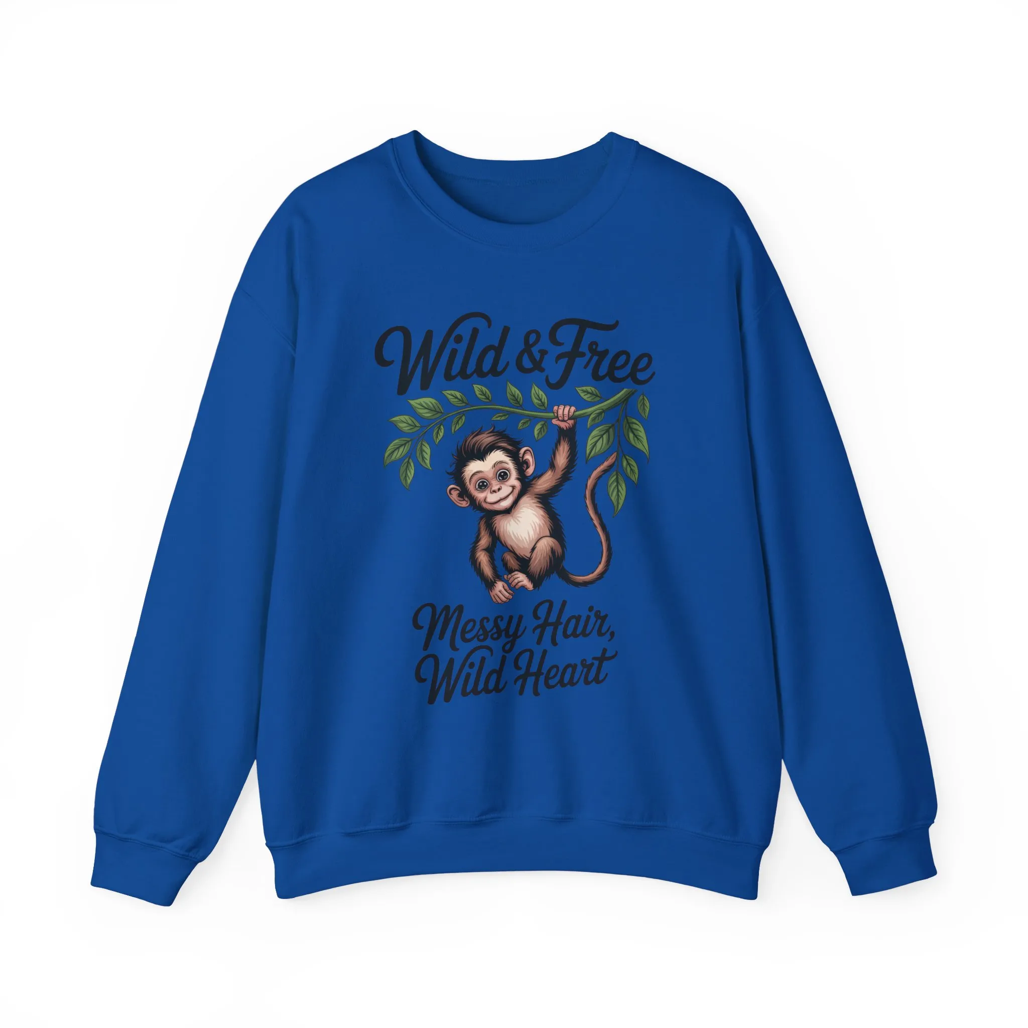 Wild & Free Monkey Sweatshirt, Messy Hair Wild Heart Womens Pullover, Cute Jungle Animal Sweater, Boho Adventure Graphic, Nature Lover Gift - Image 16
