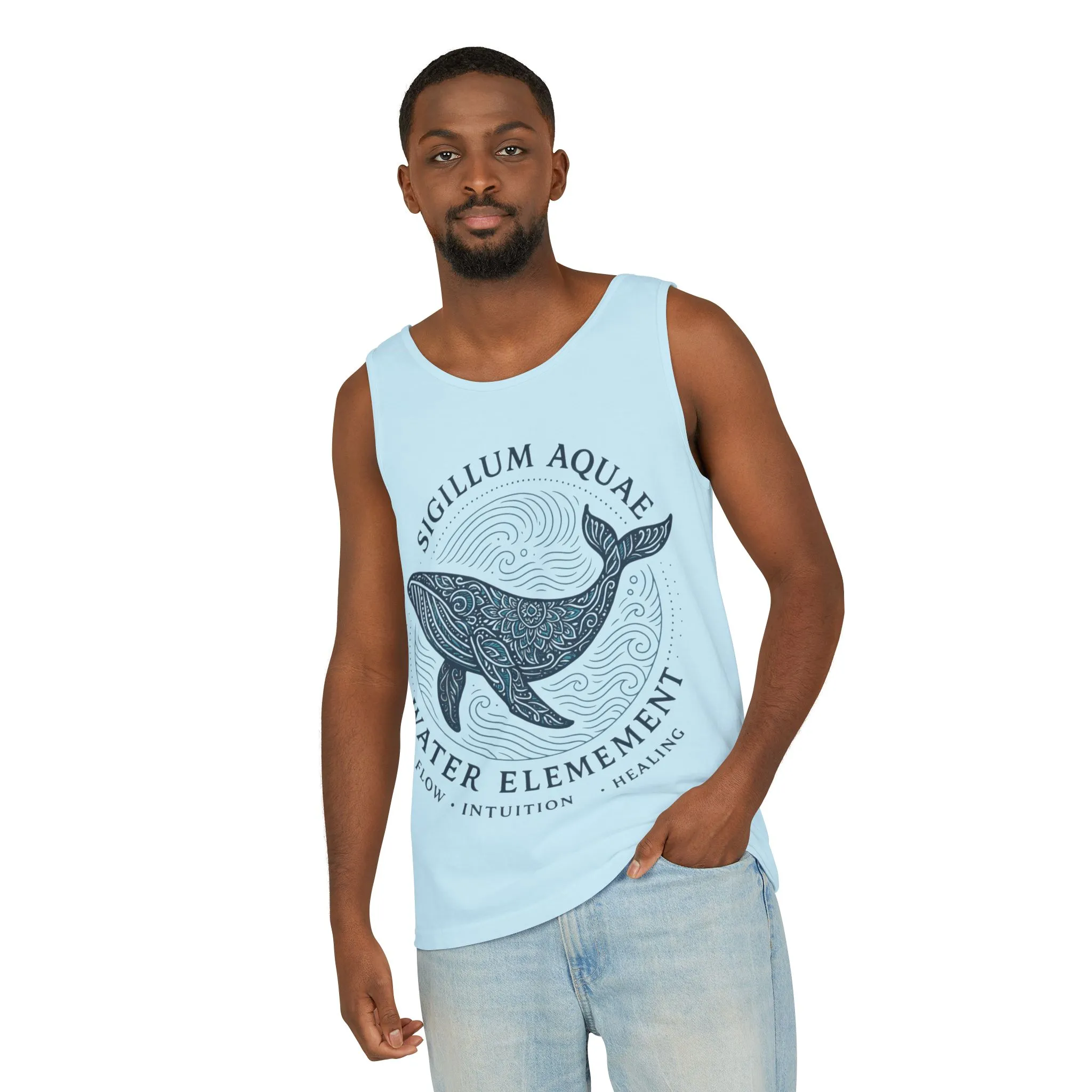 Water Element Whale Tank Top, Sigillum Aquae Symbol, Spiritual Ocean Totem Tee, Nature Energy Tee, Beachwear, Mindfulness Fashion - Image 3