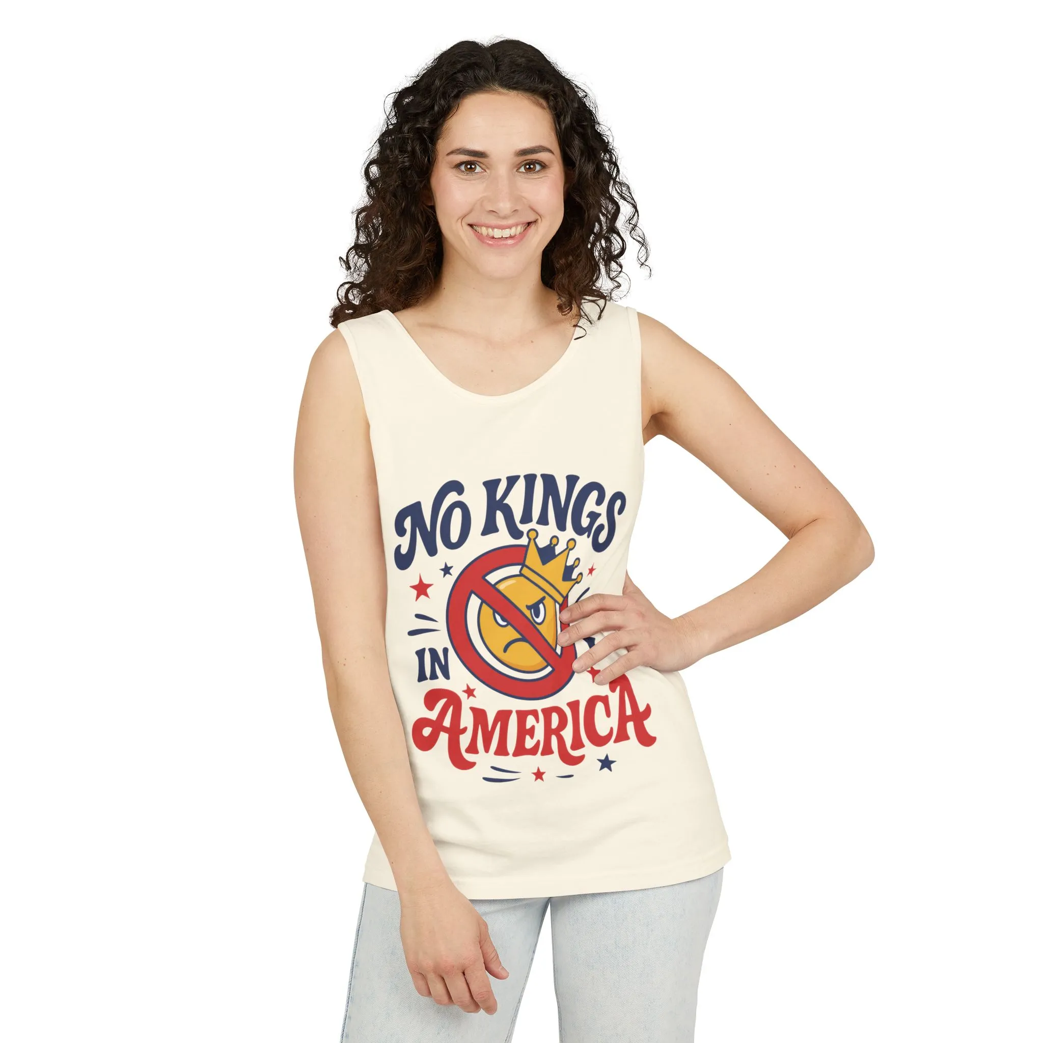 No Kings in America Tank Top - Funny Patriotic Anti Monarchy Sleeveless Shirt - USA Freedom Top, Unisex Summer Apparel, USA Independence Day - Image 5