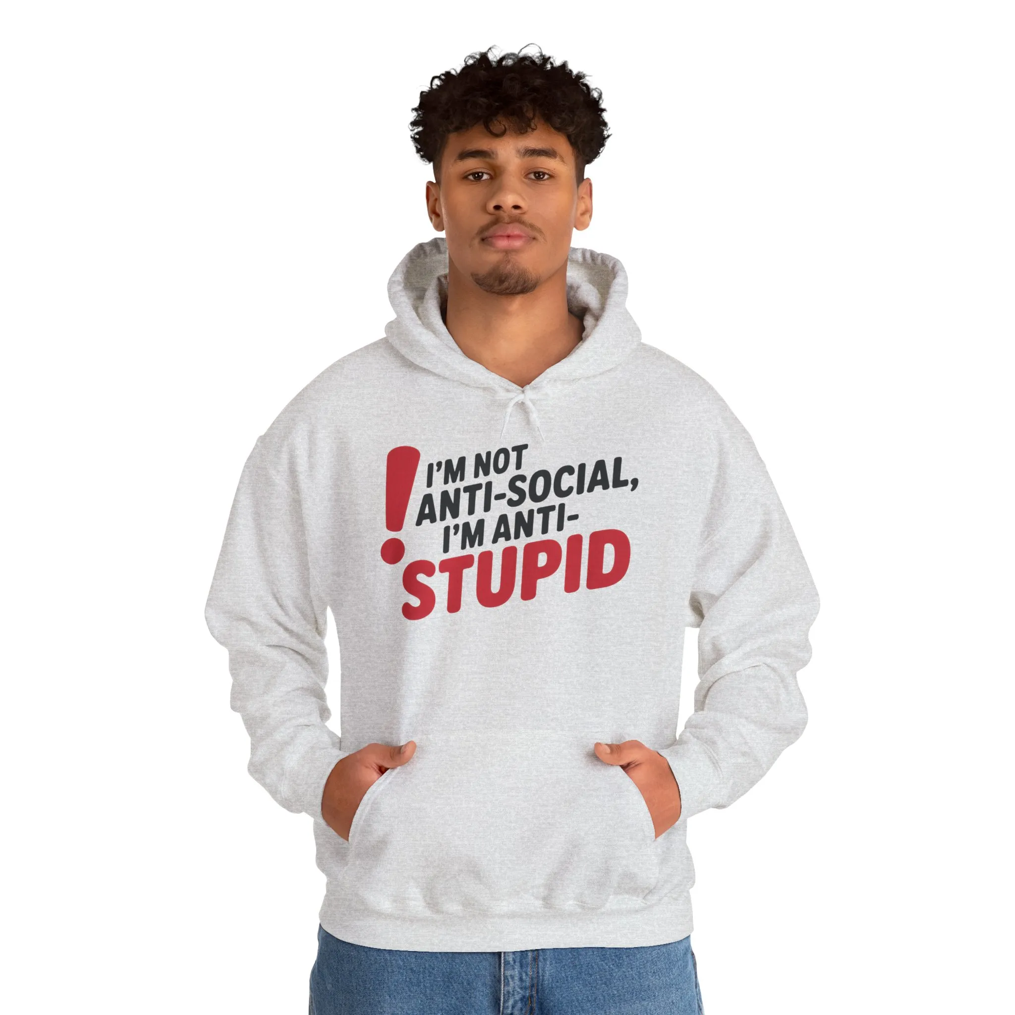 Anti-Stupid Hoodie, Funny Unisex Hoodie, Snarky Anti-Social Unisex Sweatshirt, Gift for Friends, Perfect for Everyday Wear, Humorous Apparel - Image 3