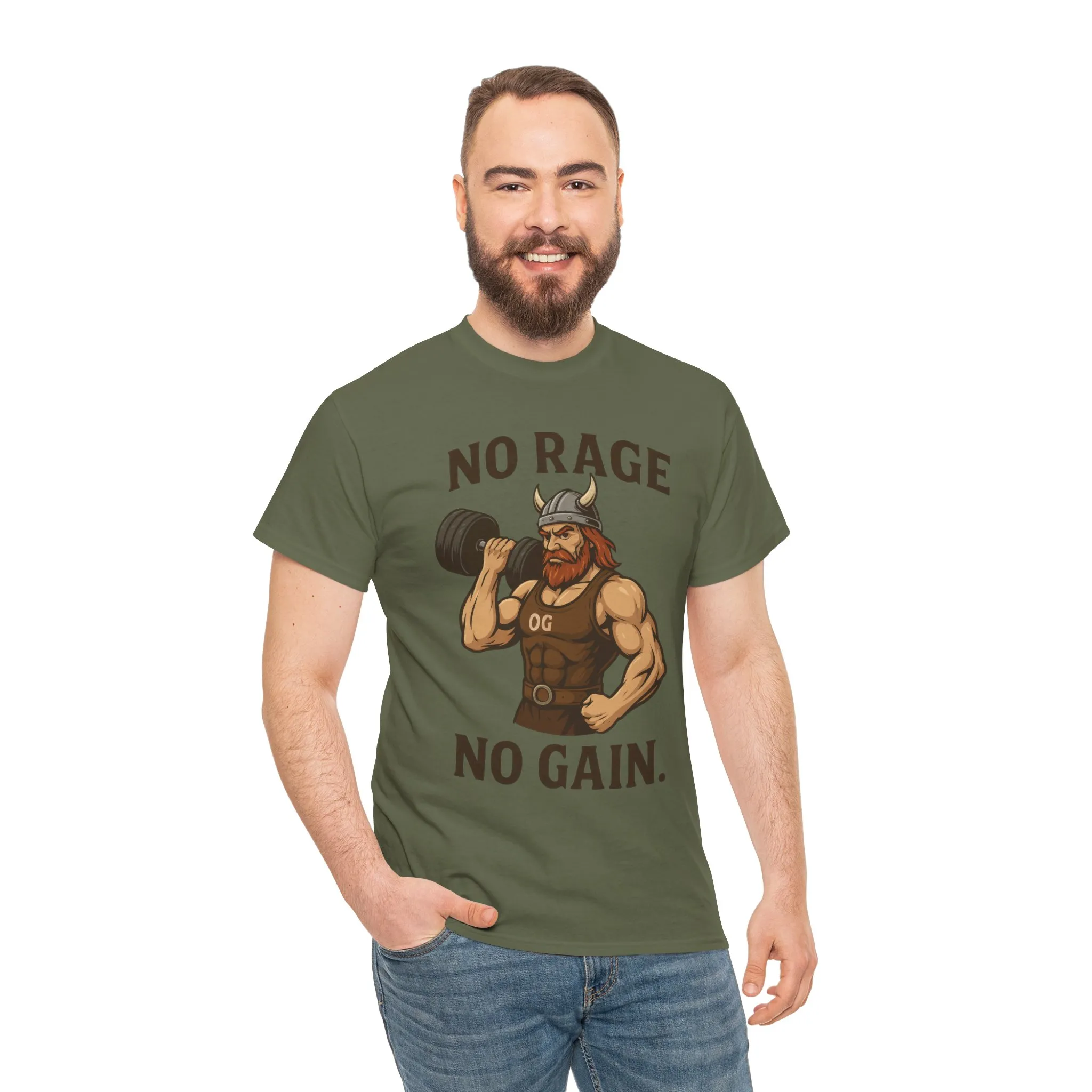 No Rage No Gain Viking Gym Shirt, Funny Muscle Workout Tee, Barbarian Fitness T-Shirt for Men, Powerlifting Humor Shirt, Viking Lifting Gift - Image 11