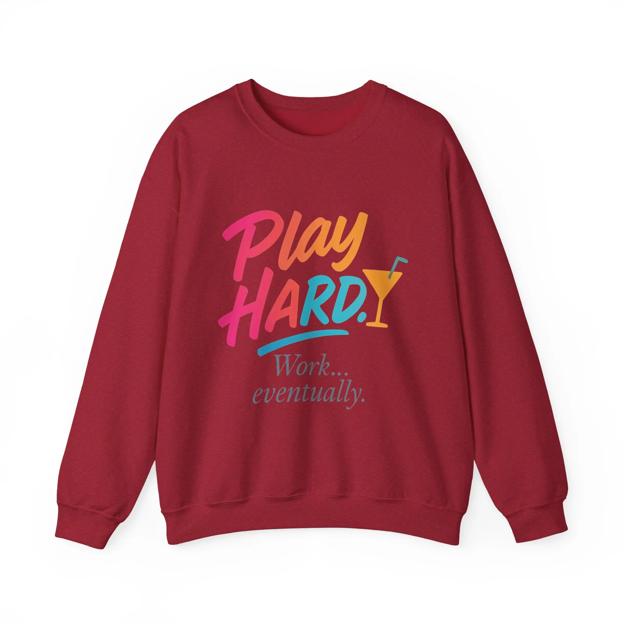 Play Hard Work Eventually Sweatshirt, Funny Cocktail Graphic Tee, Womens Party Sweatshirt, Relaxed Vacation Top, Cozy Style - Image 25