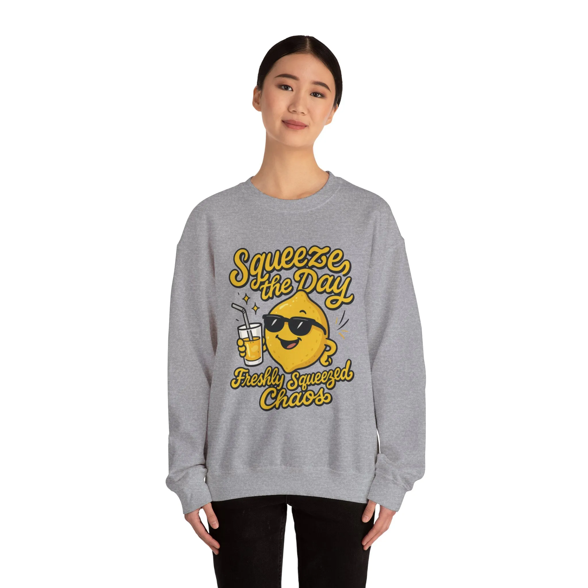 Funny Lemon Womens Sweatshirt - Squeeze The Day Freshly Squeezed Chaos Cozy Pullover - Citrus Positive Crewneck Sweatshirt, Cheerful Fashion - Image 14
