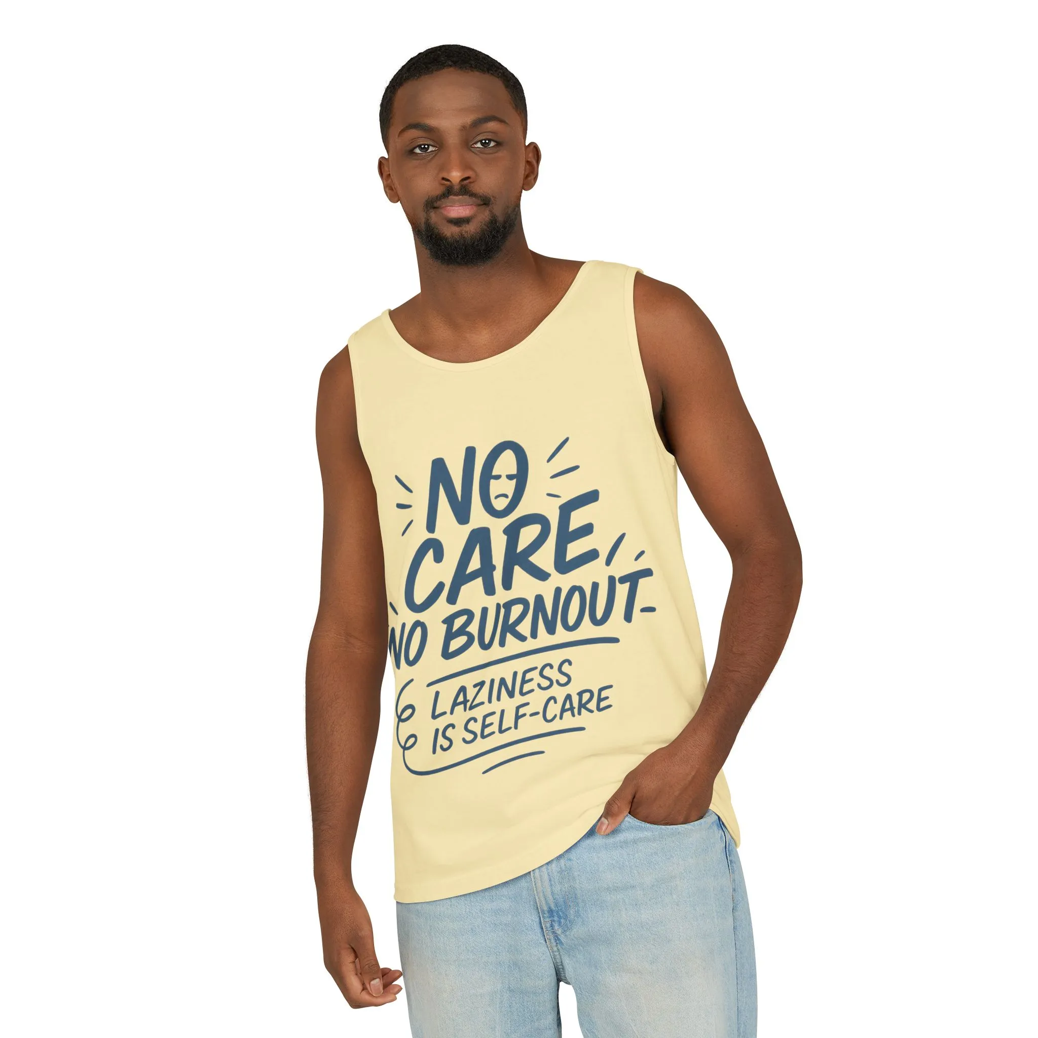 Mens Lazy Life Tank Top, No Care No Burnout Funny Quote, Workout Gym Sleeveless Shirt, Humor Gift for Him, Gift for Mental Health Awareness - Image 32
