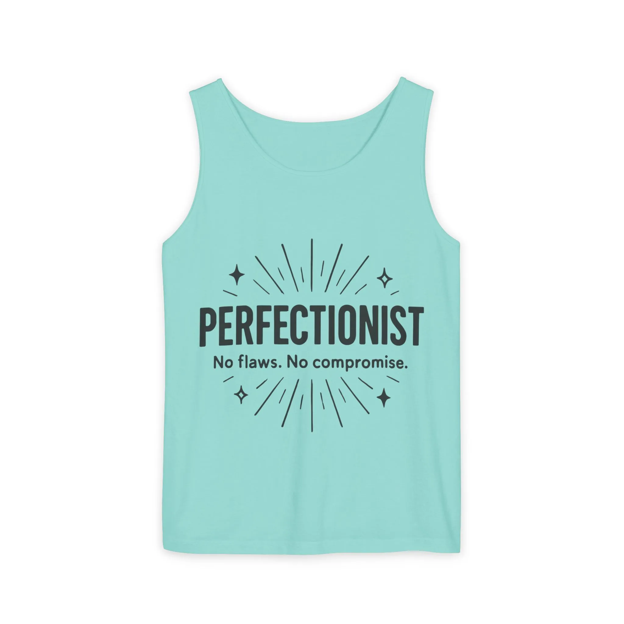 Mens Perfectionist Tank Top, No Flaws No Compromise, Minimal Bold Graphic Tee, Gift for OCD, Clean Freak, or Detail-Oriented Men - Image 5
