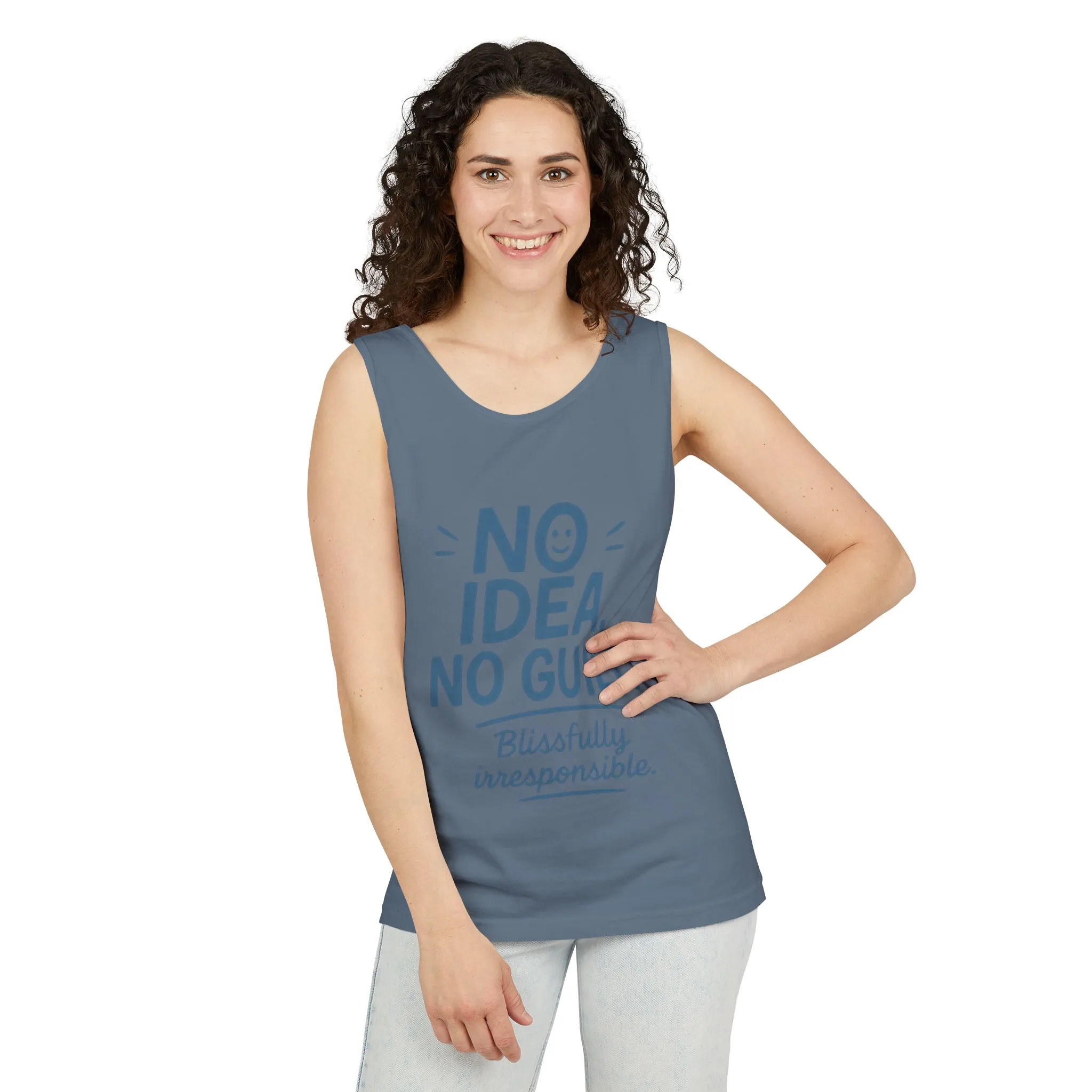 Womens No Guilt Tank Top, No Idea Funny Quote, Blissfully Irresponsible Workout Tee, Casual Sleeveless Top, Summer Activewear, Relaxed Style - Image 14