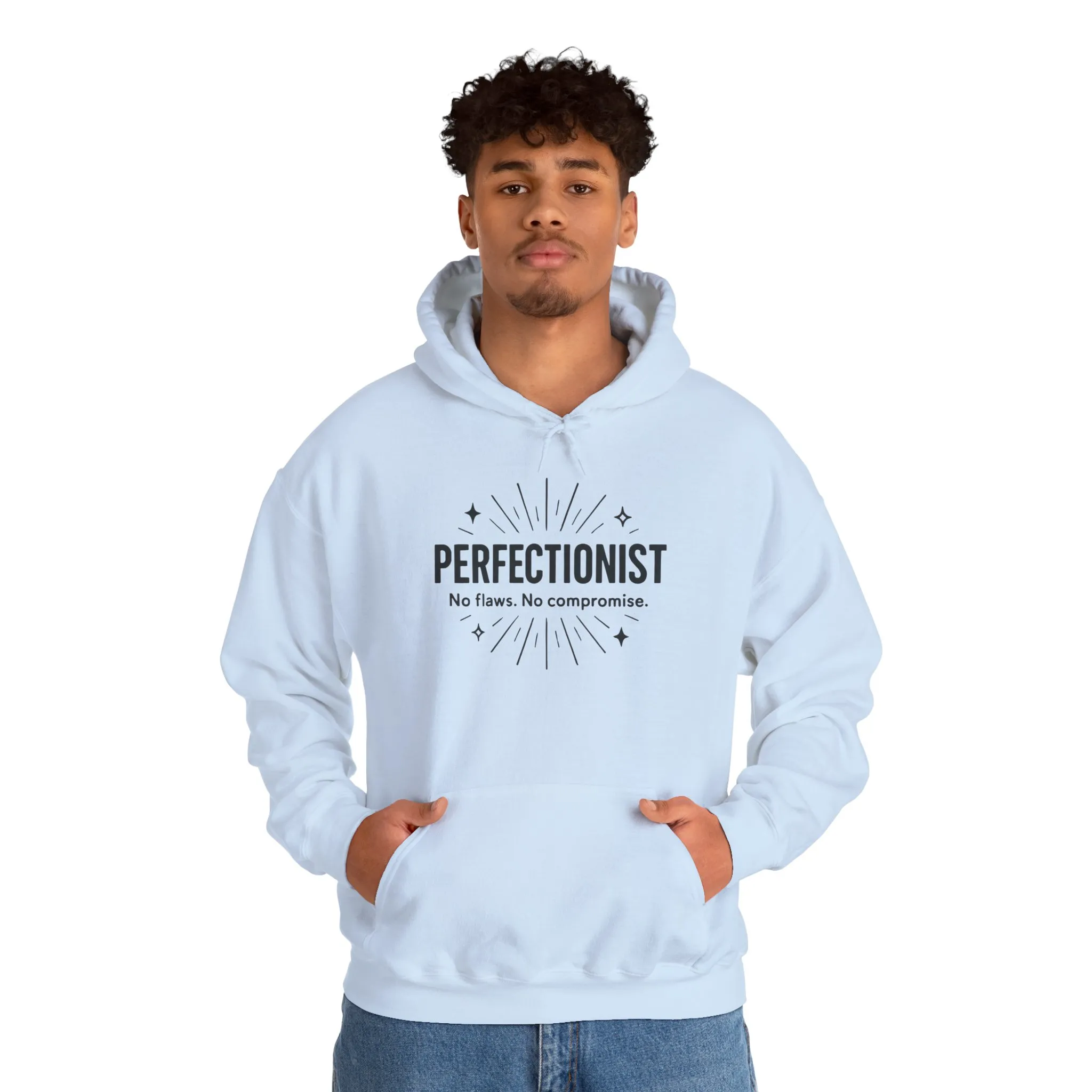 Mens Perfectionist Hoodie, No Flaws No Compromise Sweatshirt, Clean Bold Motivational Pullover, OCD Inspired Gift for Him - Image 29