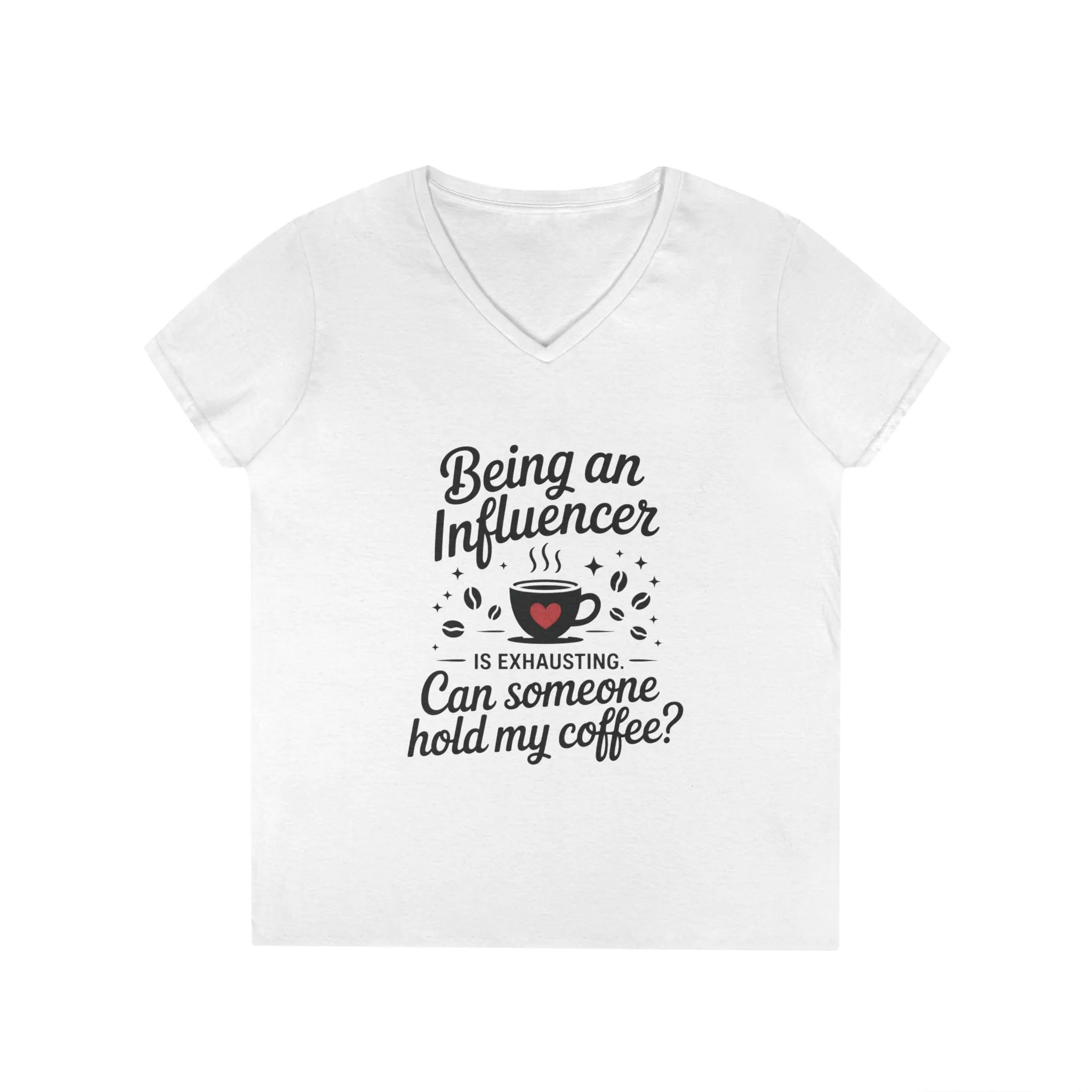 Funny Influencer V-Neck T-Shirt, Social Media Humor Womens Tee, Content Creators, Instagram girl top, tiktok fashion, gift for Coffee Lovers - Image 2