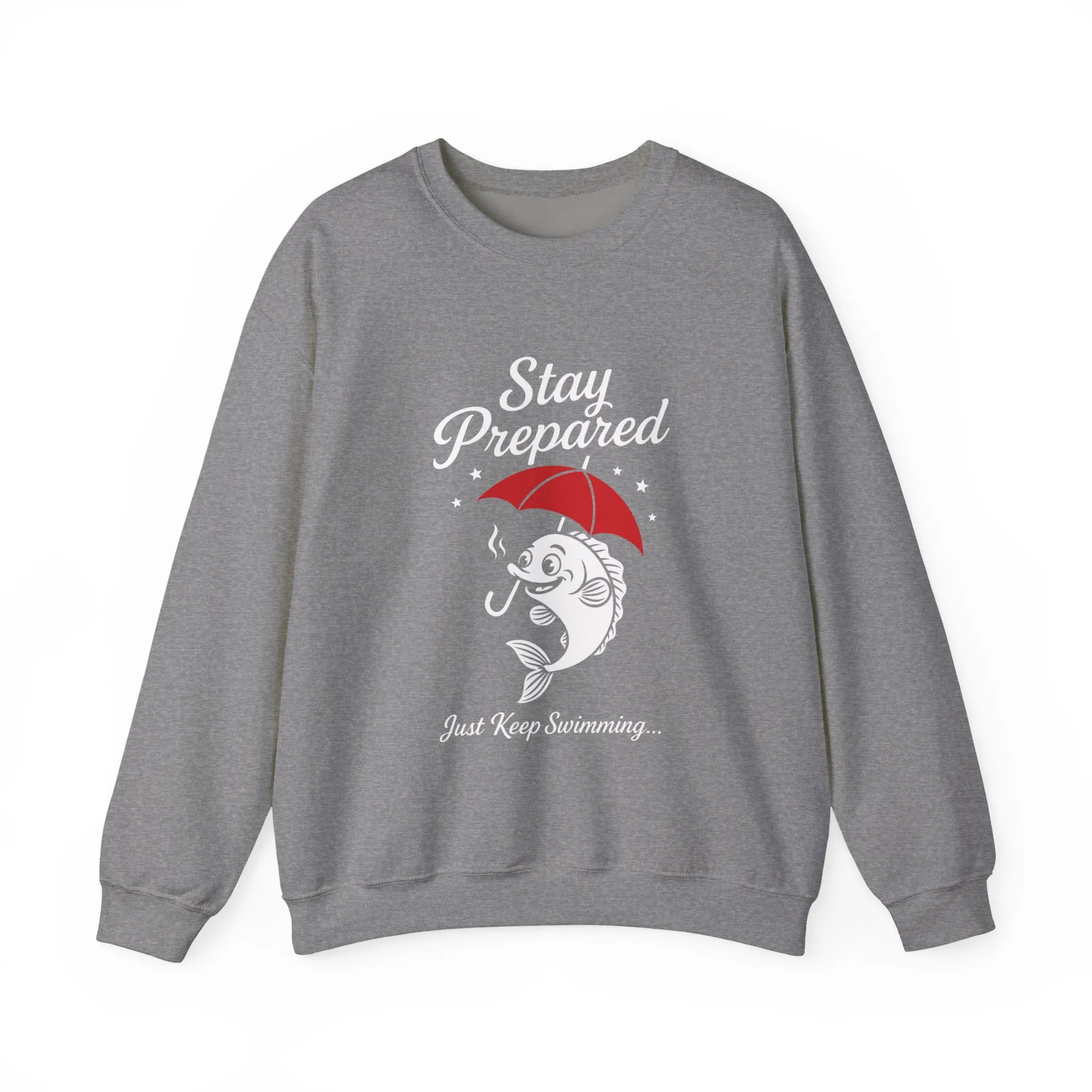 Funny Fish Womens Crewneck Sweatshirt - Stay Prepared Just Keep Swimming Nautical Pullover - Cozy Positive Gift, Fishing Humor - Image 4