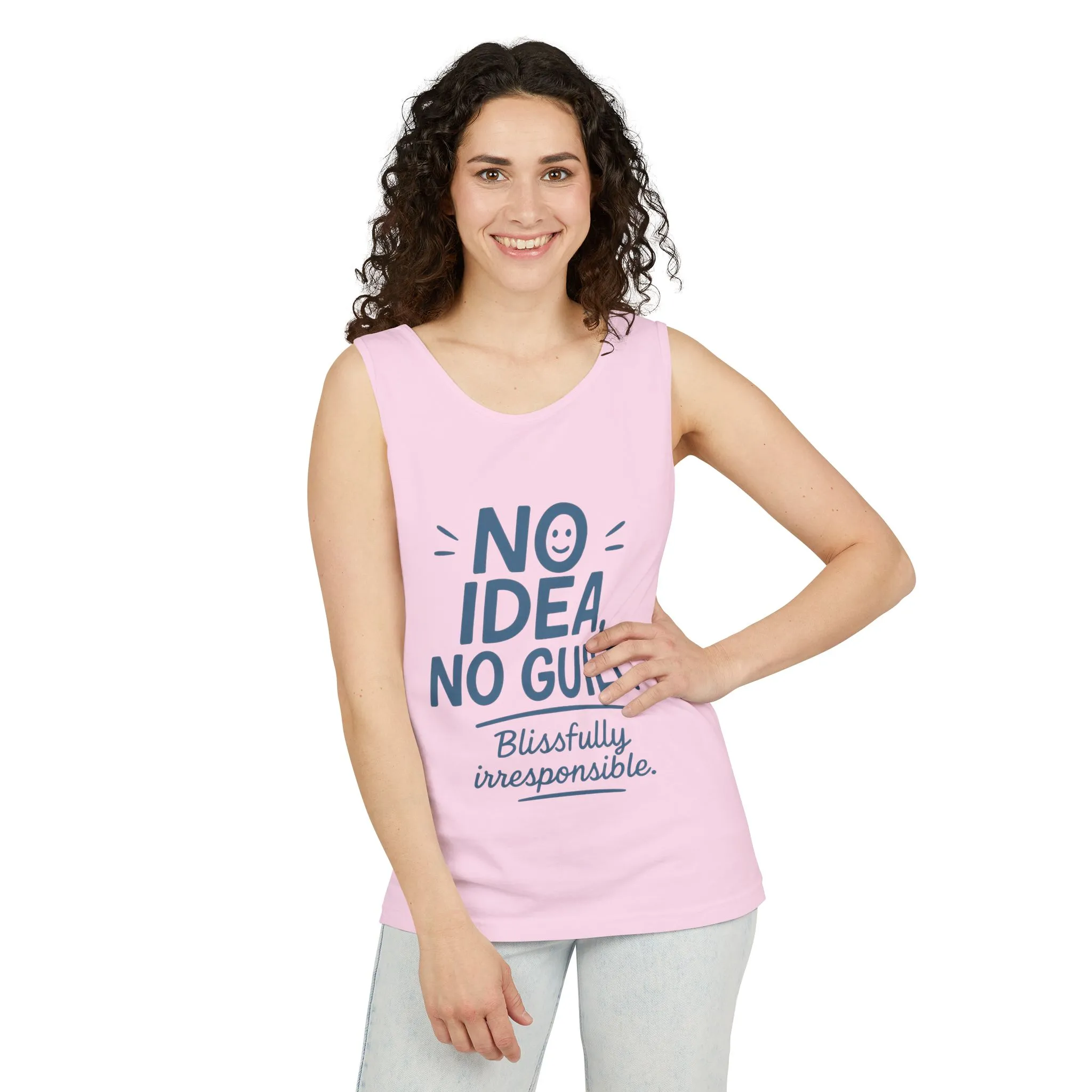 Womens No Guilt Tank Top, No Idea Funny Quote, Blissfully Irresponsible Workout Tee, Casual Sleeveless Top, Summer Activewear, Relaxed Style - Image 20