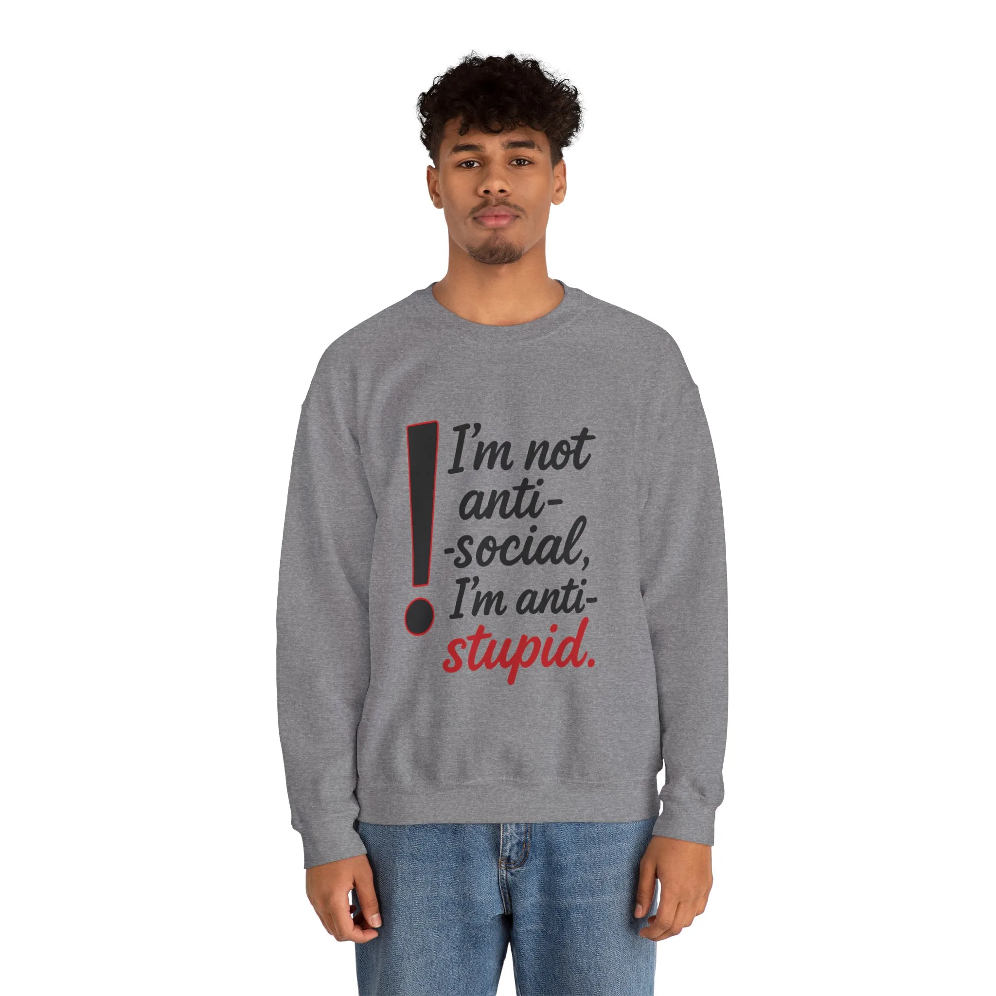 Anti-Stupid Sweatshirt, Funny Unisex Crewneck, Snarky Anti-Social Unisex Crewneck, Gift for Friends, Perfect for Everyday Wear - Image 15
