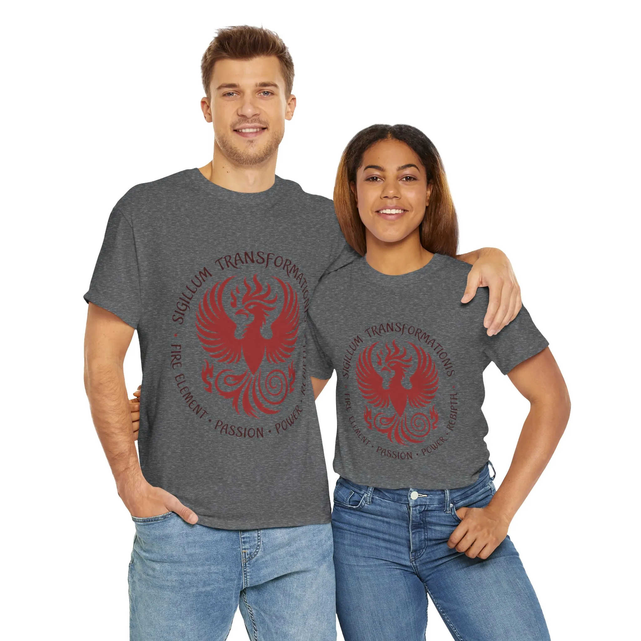Phoenix Fire Element T-Shirt, Sigillum Transformationis Seal, Passion Power Rebirth Totem, Phoenix Symbol Unisex Tee, Spiritual Tee - Image 14