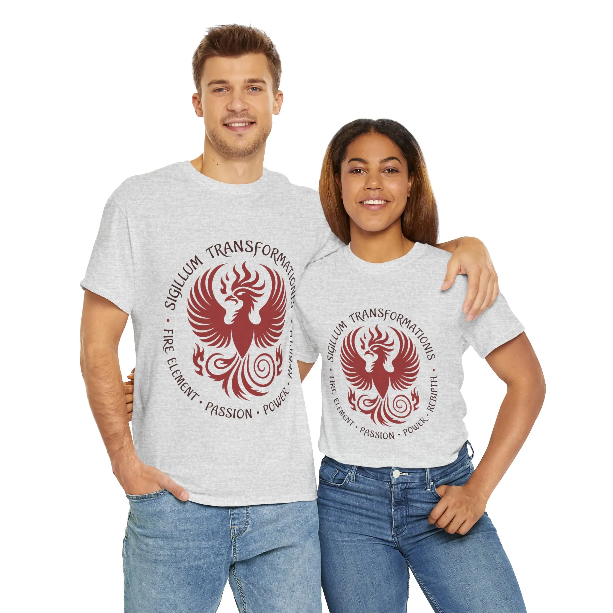 Phoenix Fire Element T-Shirt, Sigillum Transformationis Seal, Passion Power Rebirth Totem, Phoenix Symbol Unisex Tee, Spiritual Tee