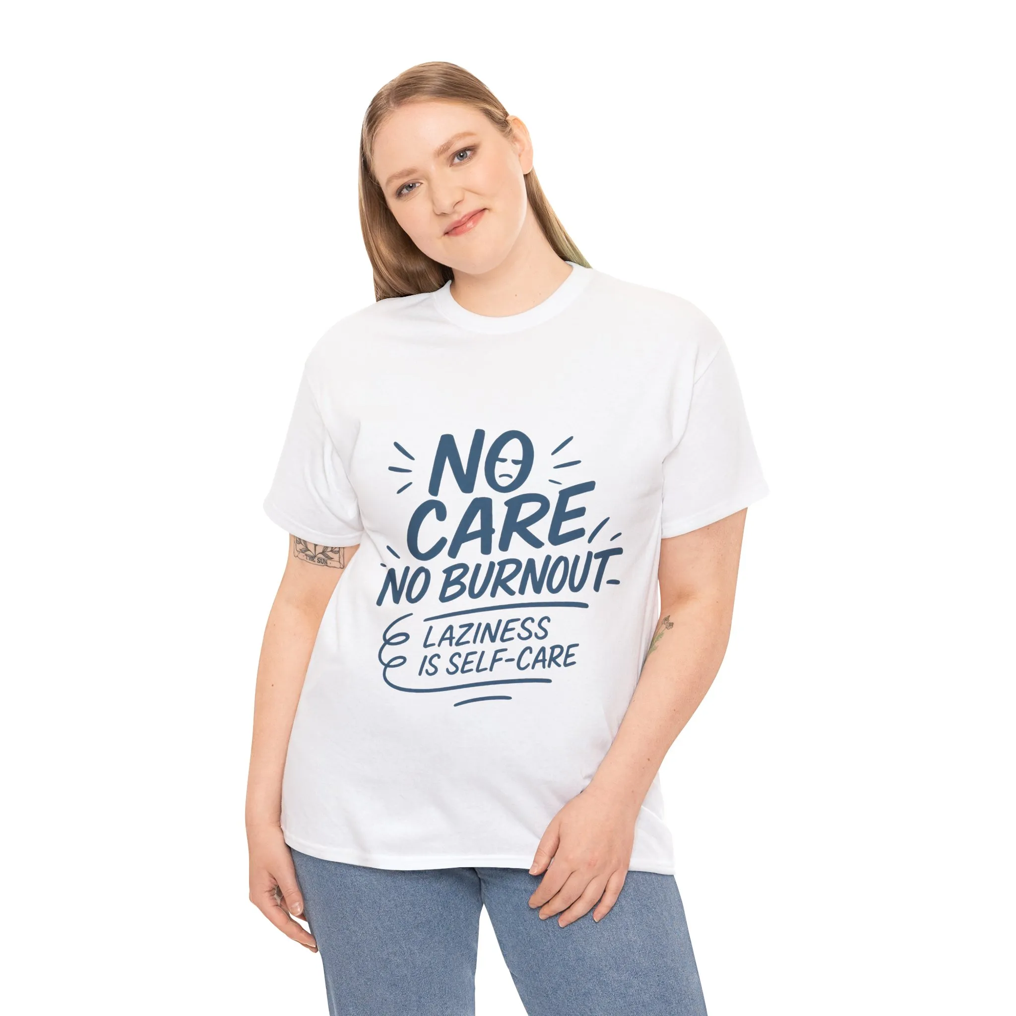 Funny Lazy Self-Care Womens T-Shirt, No Care No Burnout Quote Shirt, Casual Relaxed Fit Tee, Gift for Mental Health Awareness, Gift for Her - Image 6