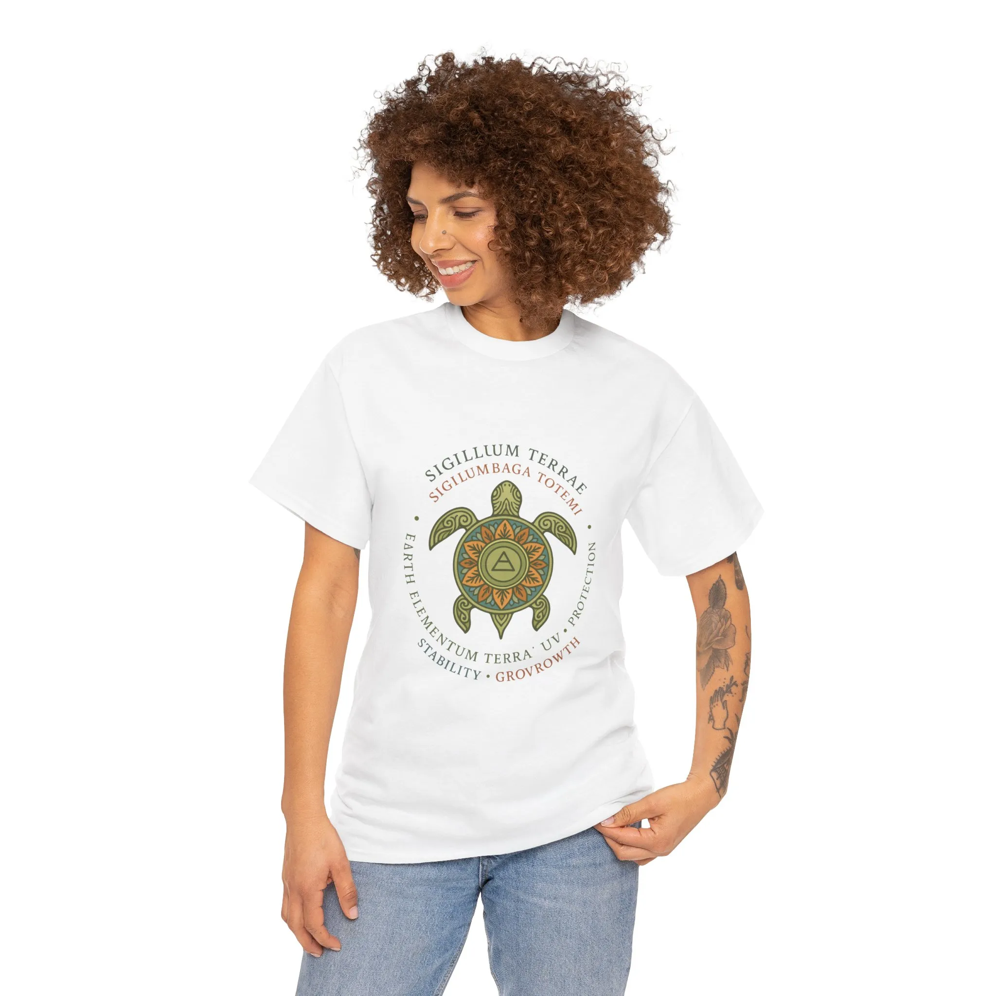 Earth Totem Turtle Unisex T-Shirt, Sigillum Terrae Symbol, Elemental Growth Unisex Tee, Spiritual UV Protection Shirt, Nature Symbol Gift - Image 3