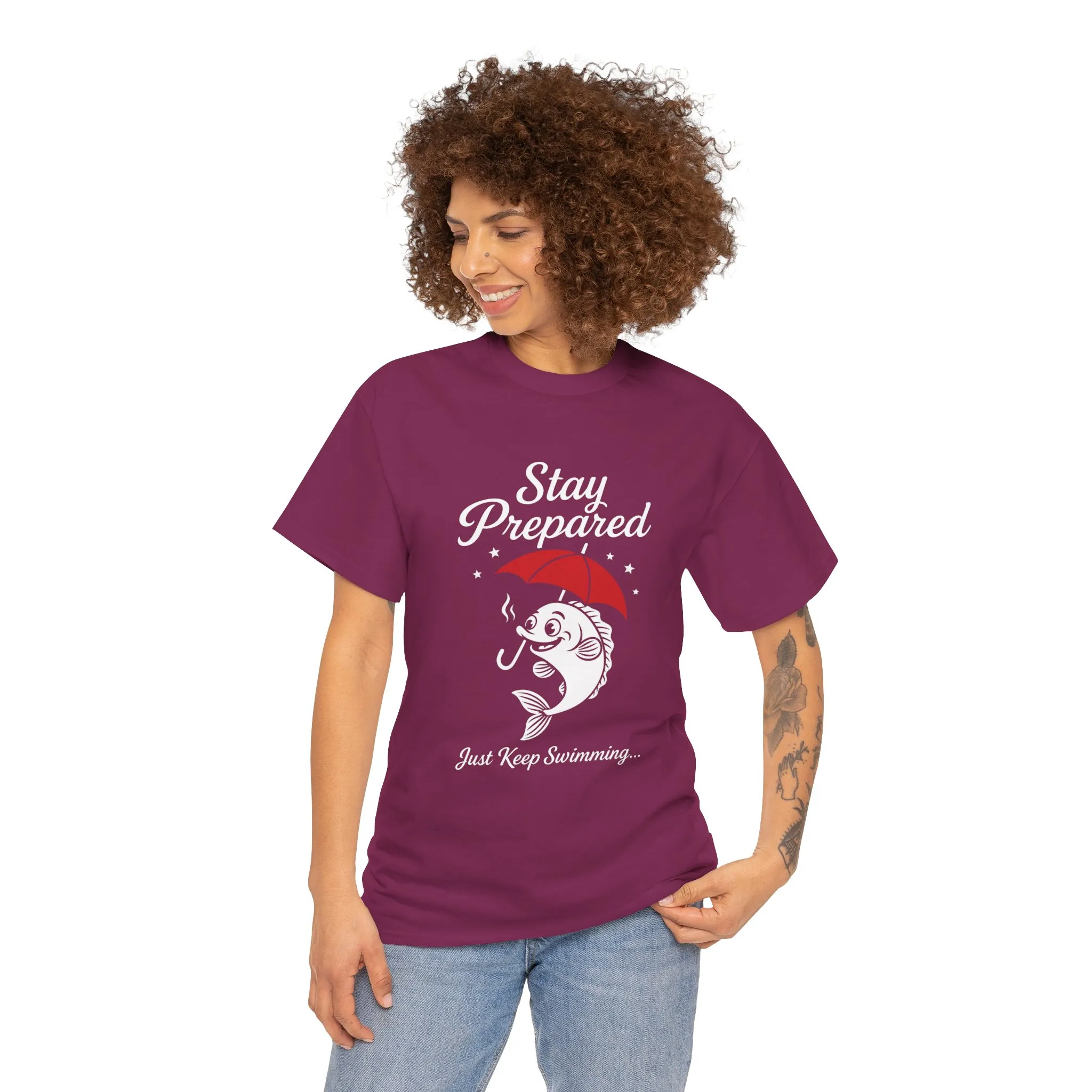 Stay Prepared Fish Shirt for Women - Just Keep Swimming Funny Nautical Tee - Positive Fishing Gift, Outdoor Adventure Apparel - Image 26
