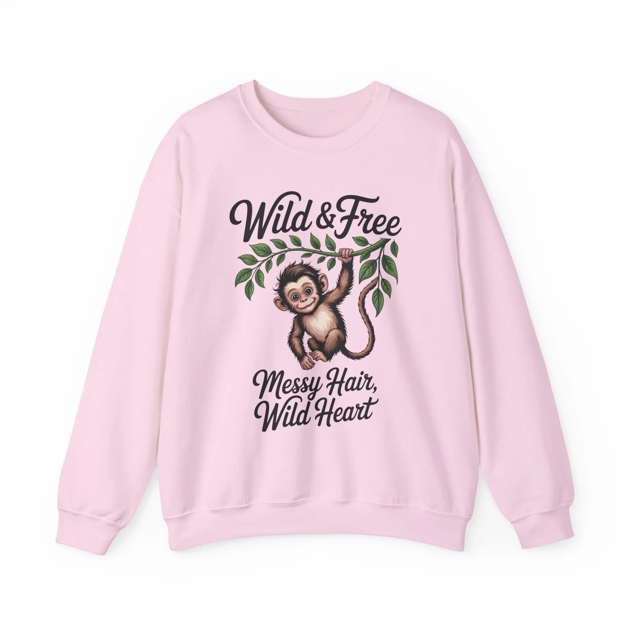 Wild & Free Monkey Sweatshirt, Messy Hair Wild Heart Womens Pullover, Cute Jungle Animal Sweater, Boho Adventure Graphic, Nature Lover Gift - Image 19