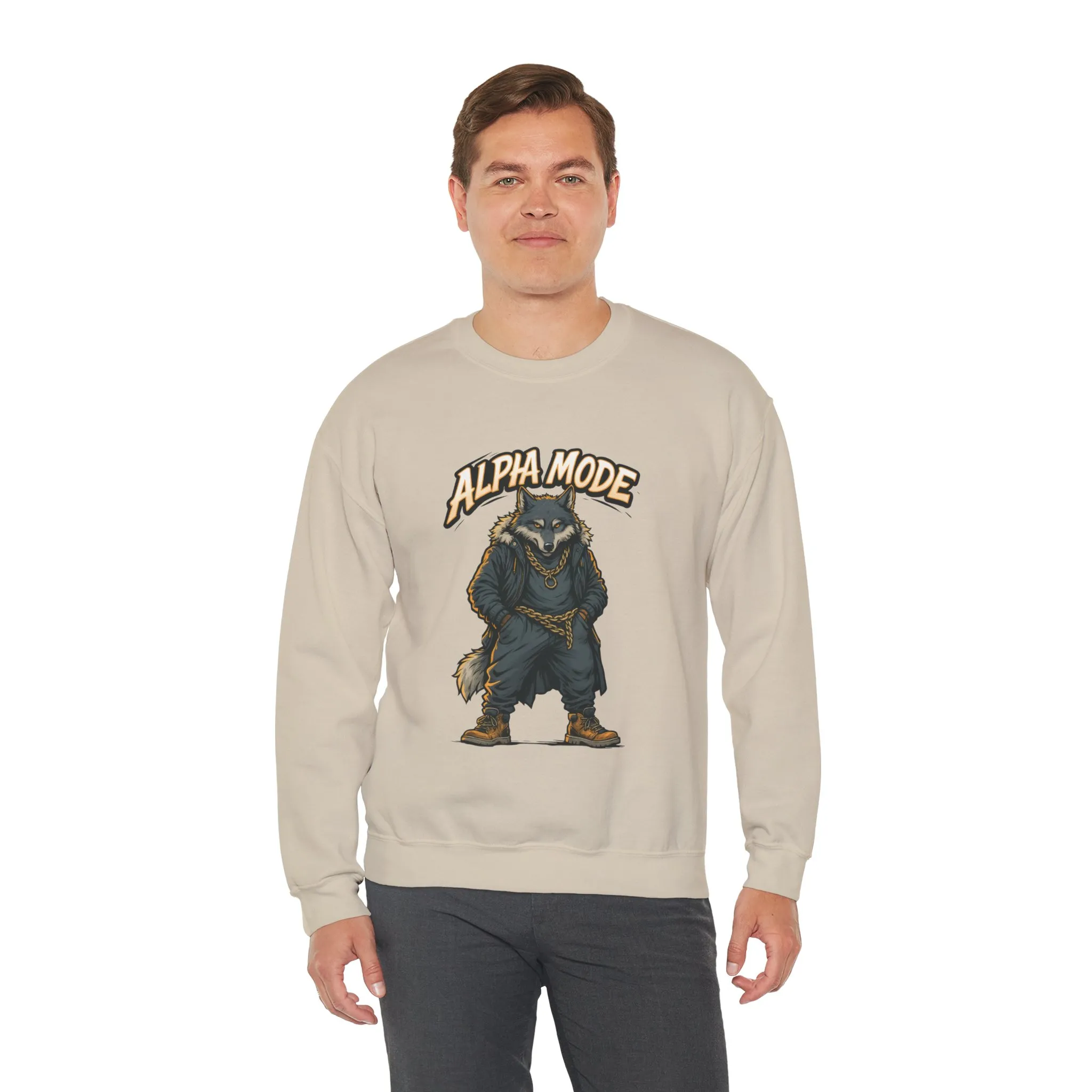 Alpha Mode Wolf Crewneck Sweatshirt, Mens Streetwear Pullover, Hip Hop Savage Wolf Sweater, Alpha Male Graphic Crewneck, Urban Wolf Gift - Image 9