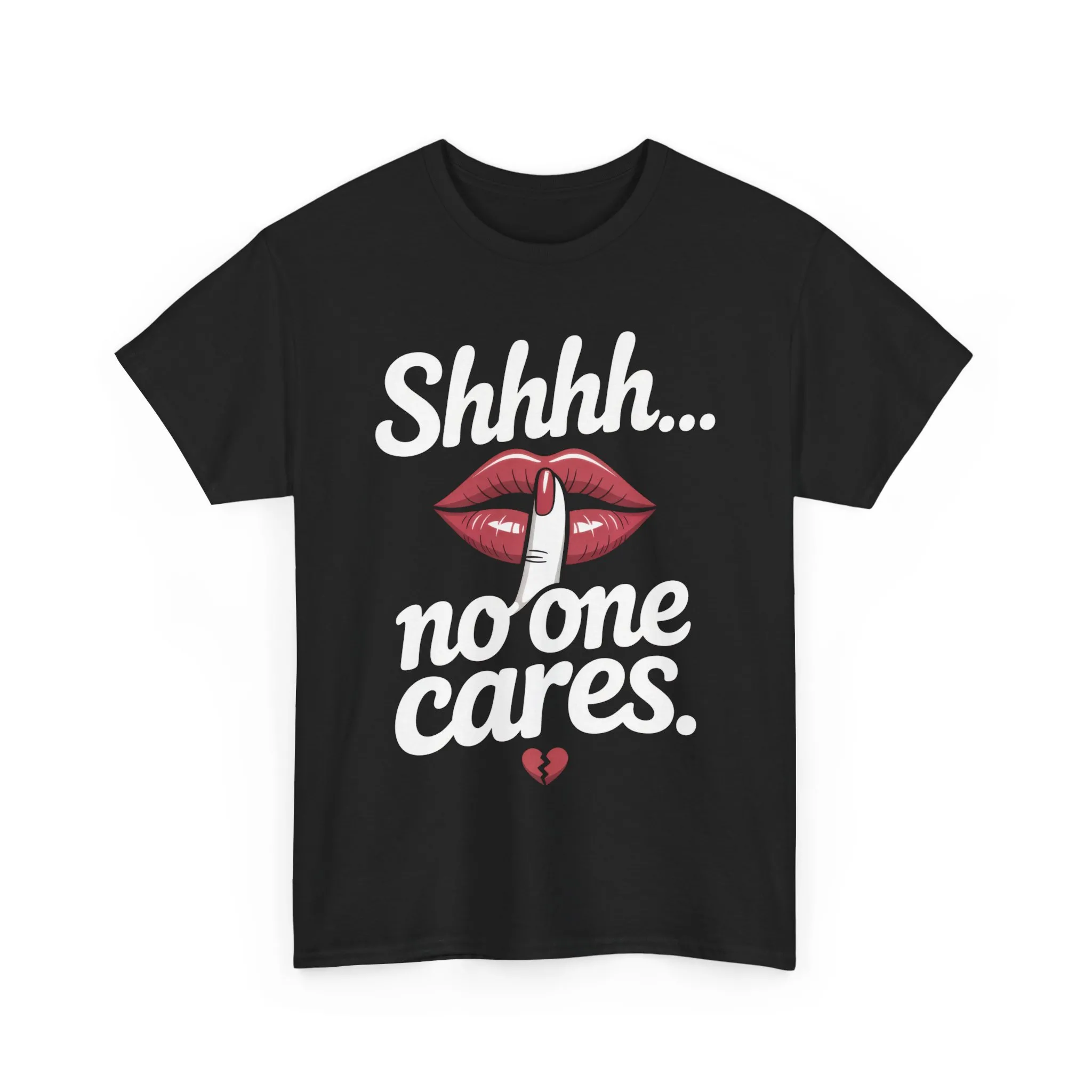 Shhh No One Cares Shirt, Sassy Funny Graphic Tee for Women, Sarcastic Lips Tank Top, Bold Attitude T-Shirt, Tee with Bold Statement Design - Image 2