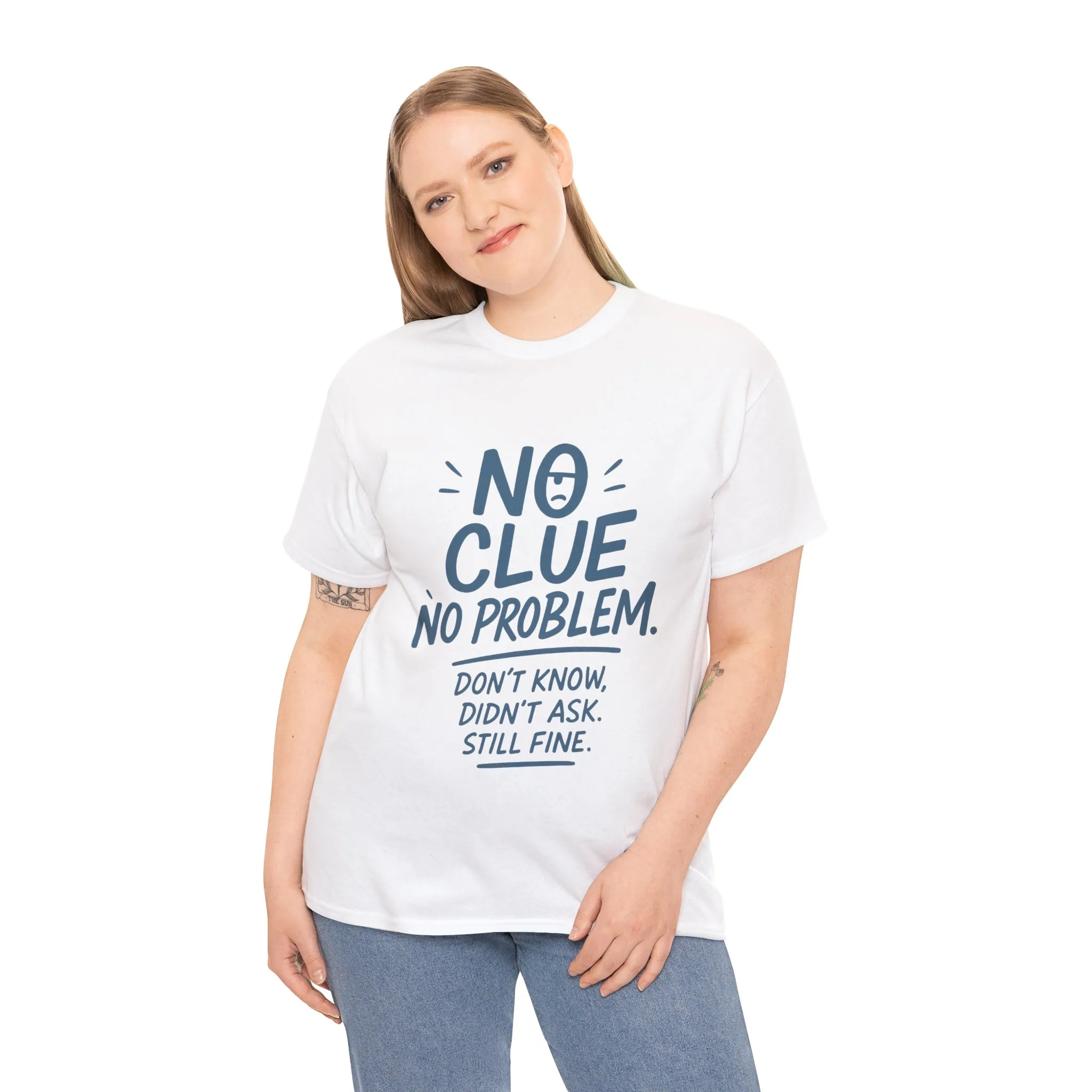Funny No Clue Womens T-Shirt, No Problem Quote Shirt, Dont Know Didnt Ask Graphic Tee, Relaxed Fit Gift for Her, Humorous Tee - Image 6