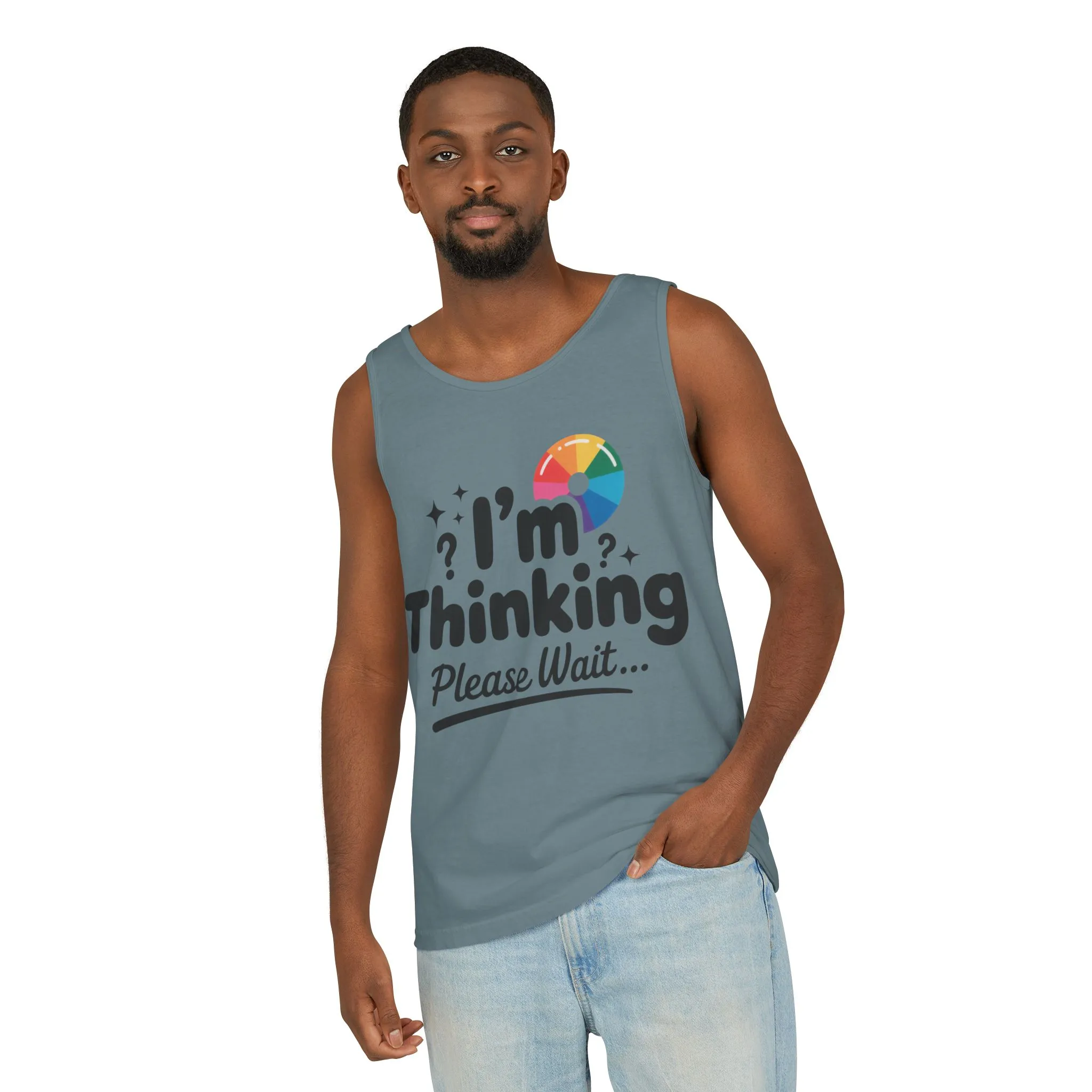 Funny - Im Thinking Please Wait - Mens Tank Top, Cute Geeky Gift for Introverts, Programmers, Designers, Fun Humor Shirt, Gift for Adults - Image 30